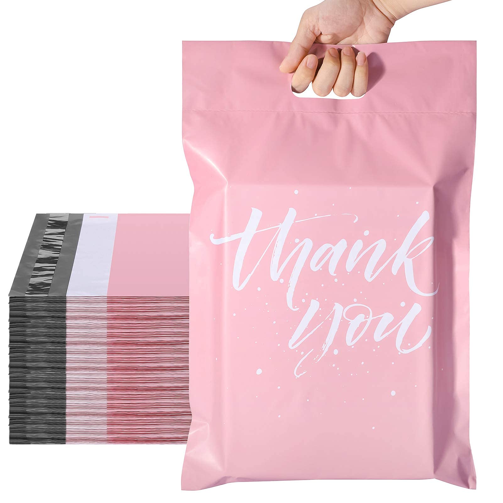 Metronic Poly Mailers 10x13 100 Pcs | Upgrade Design Shipping Bags with Handle | Plastic Mailing Bags for Small Business and Clothes | Thick Package Bags Christmas Poly Mailers Pink