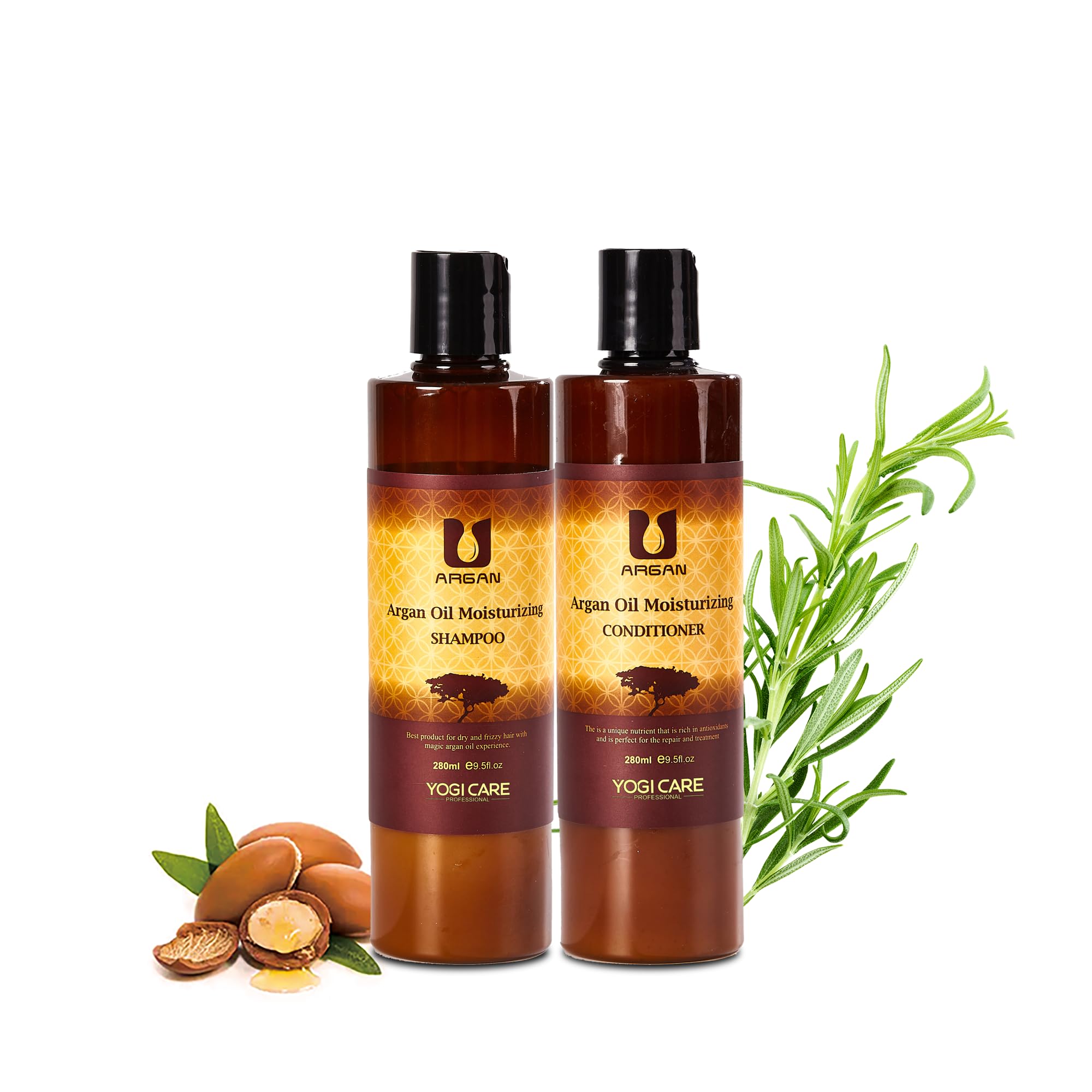 YOGI CARE Argan Oil Shampoo and Conditioner Set - Moisturizing Sulfate Free Moroccan Care- For Curly, Straight, Dry and Damaged Hair(Attention: seller eSaving Shop sells fake products)