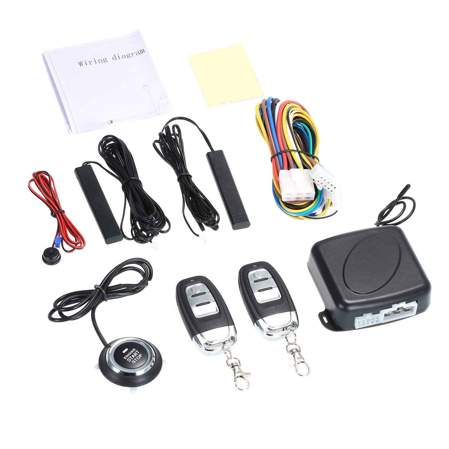 BAGGRA Car Alarm Systems Car SUV Switch Keyless Entry Engine Start Alarm System Push Button Remote Starter Stop Auto Anti-theft System without Vibration Sensor