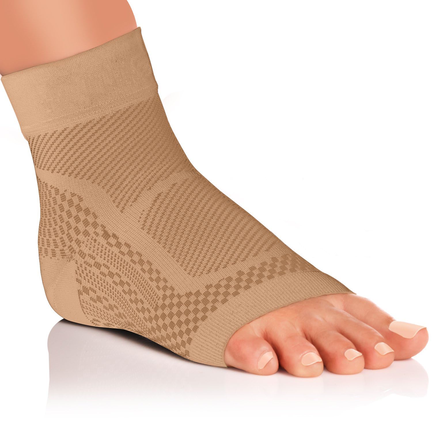 Ankle Braces, Adjustable Compression Ankle Support Brace, Joint Pain. Heel Spur Brace Ankle Sleeve for Injury Recovery, Strong Sports Protection for Women & Men (Beige, S/M (see size chart))