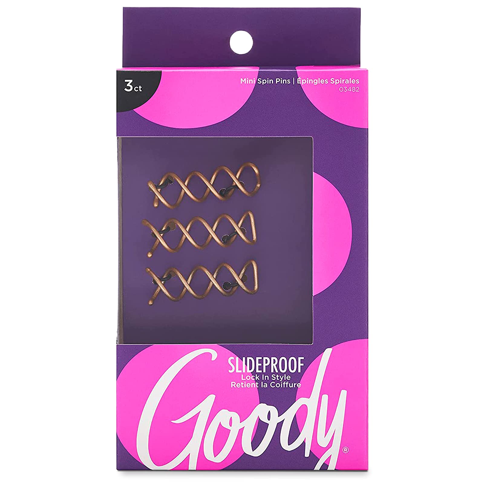 Goody Hair Spin Pin, - Mini Corkscrew Hair Pins for Fast Bun Provides All-Day Hold - Easy and Quick To Use - Pain-Free Hair Accessories for Women, Men, Boys, and Girls, 3 Count (Pack of 1)