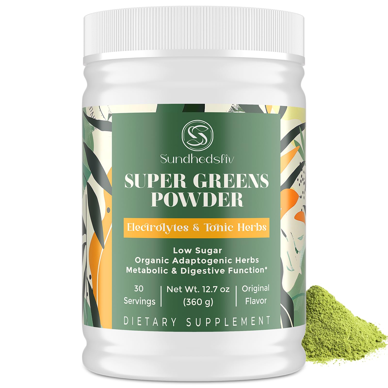 Super Greens Powder Superfood Supplement + Electrolytes & Tonic Herbs | Organic Greens, Adaptogens, Shilajit, Antioxidants, Preobiotic & Probiotic & Postbiotic | for Gut, Energy & Immune | 30 Servings