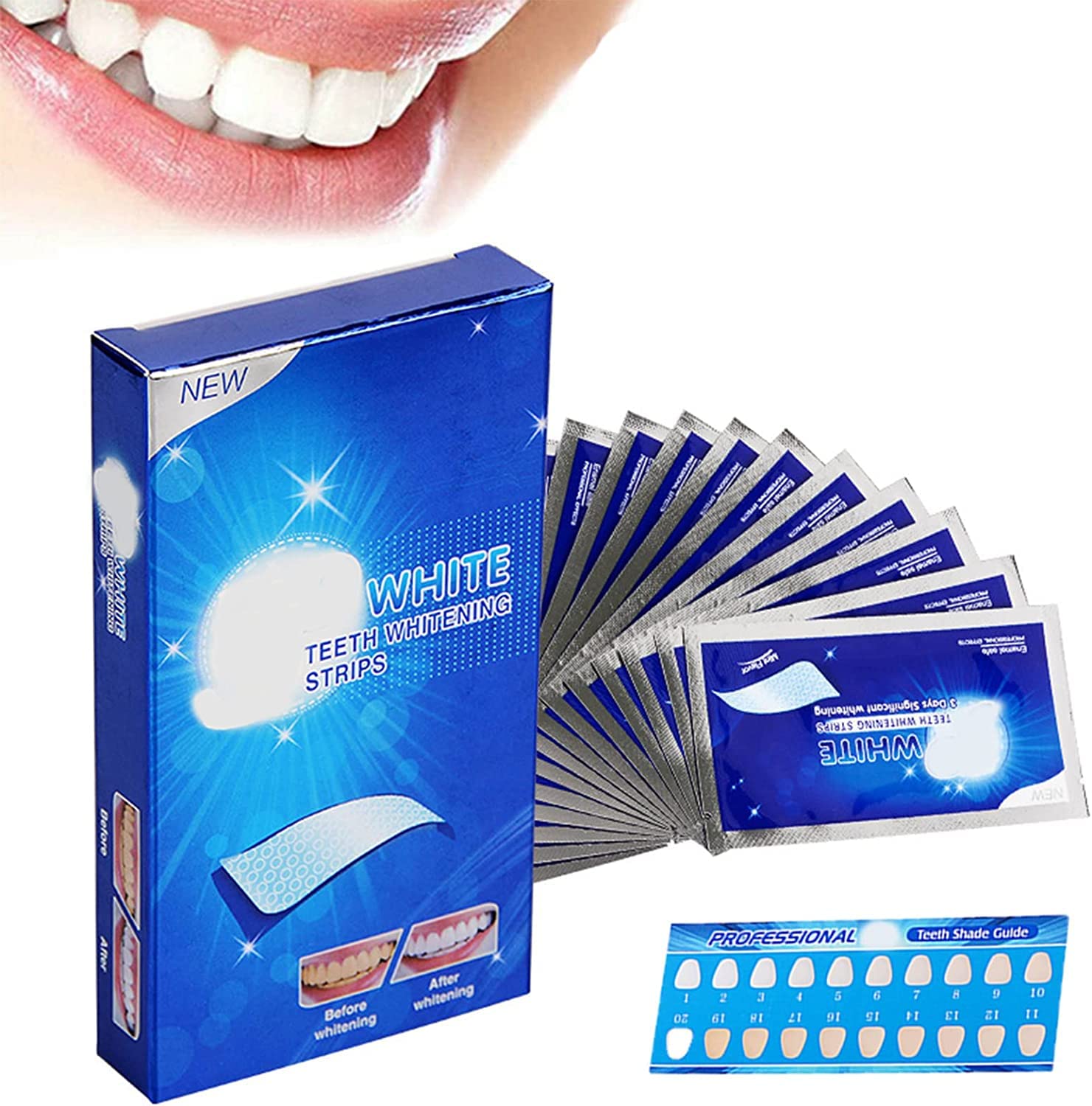 SYOSITeeth Whitening Strips, Elastic Gel Teeth Whitening Kit, Smile Whitening Strips for Against Yellow Teeth, Smoke Stains, Coffee Stains Dental, Black Teeth (Mint Flavor, 14Packs, 28Strips)