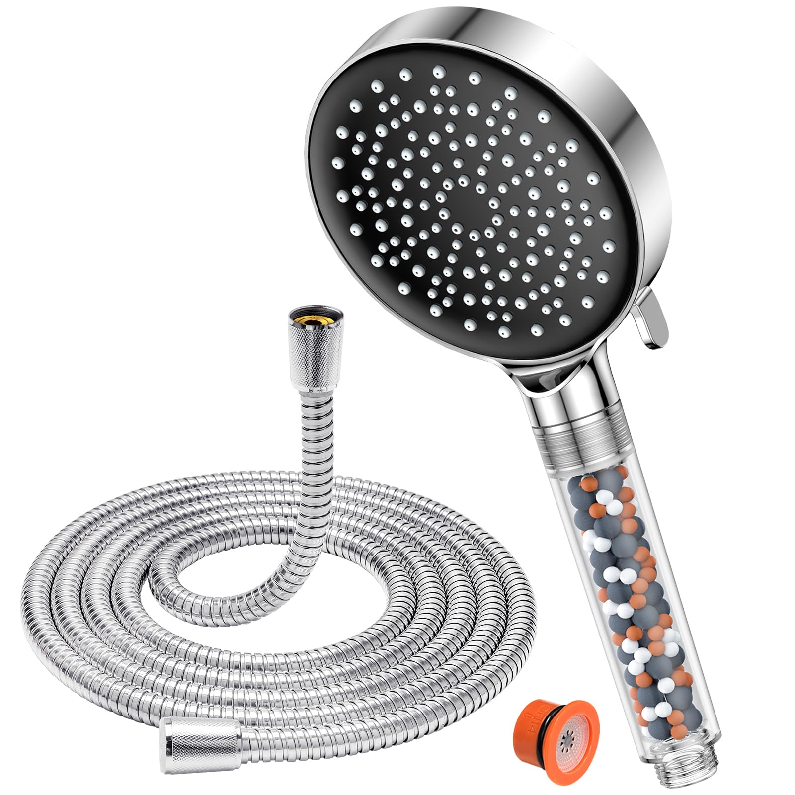 Shower Head with Hose 1.8M, YEAUPE Filter Shower Head for Hard Water,Shower Head High Pressure for Low Water Pressure, Water Softener Showerheads,Power Square Shower Hose and Head,Pure Shower Head