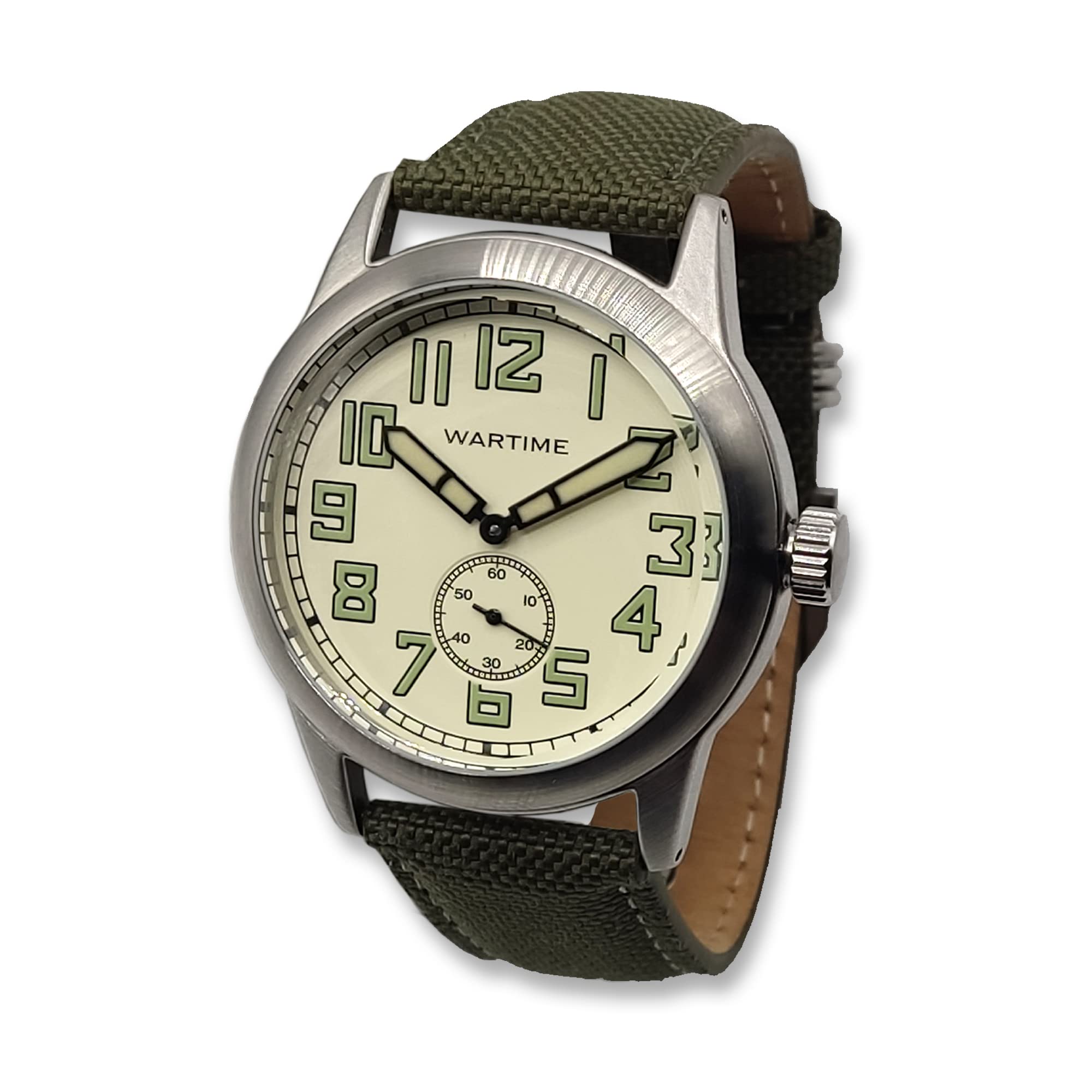 WTI WORLD TIME INTERNATIONALWW2 Military Watch – Vintage USAAF Watch, Swiss-Quartz Movement with Canvas strap and leather lining, 10 ATM Water Resistant. The Perfect WW2 Memorabilia. Mens Watches for Ever