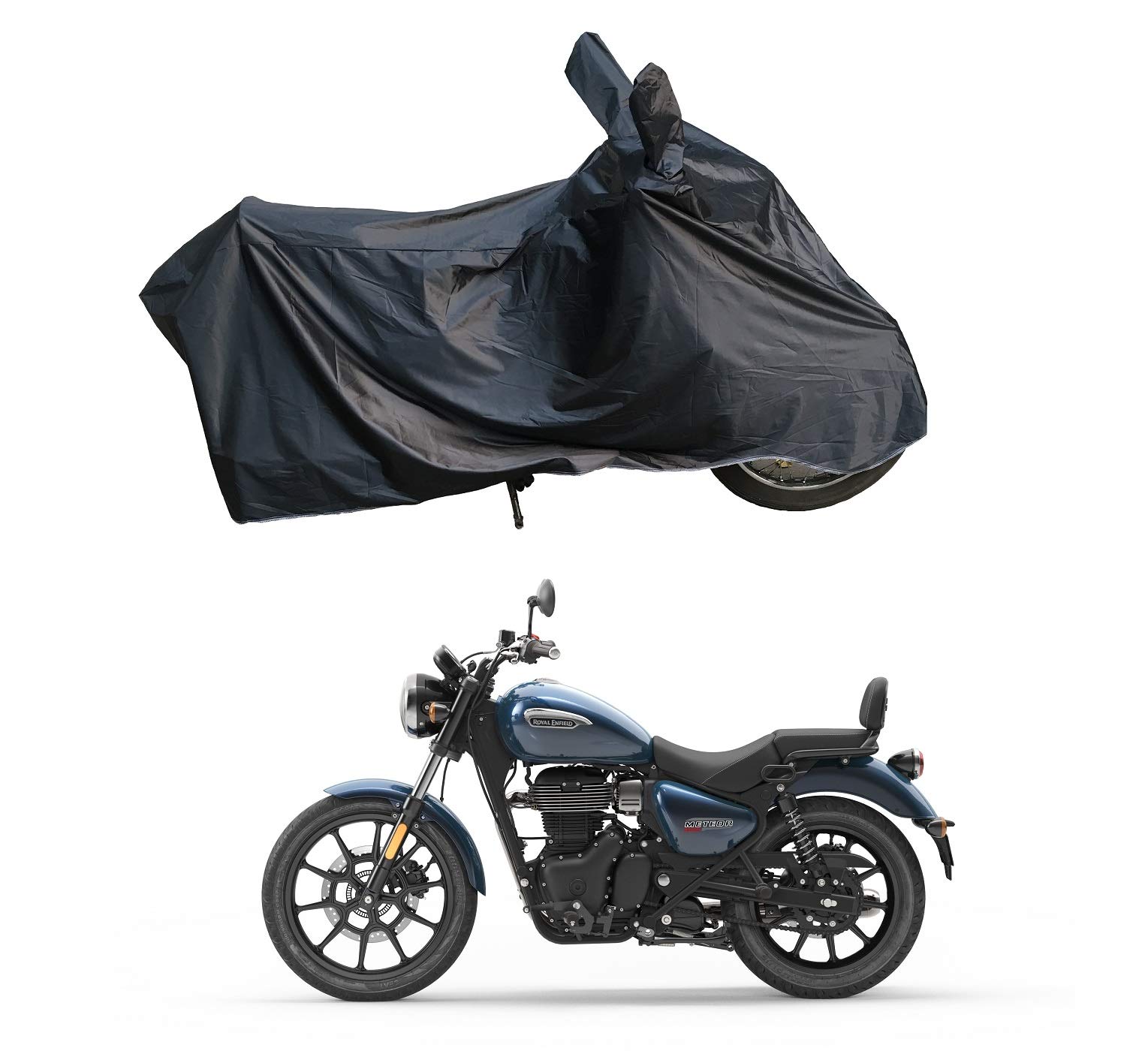 RiderShine Waterproof Bike Body Cover for Meteor 350 - Black