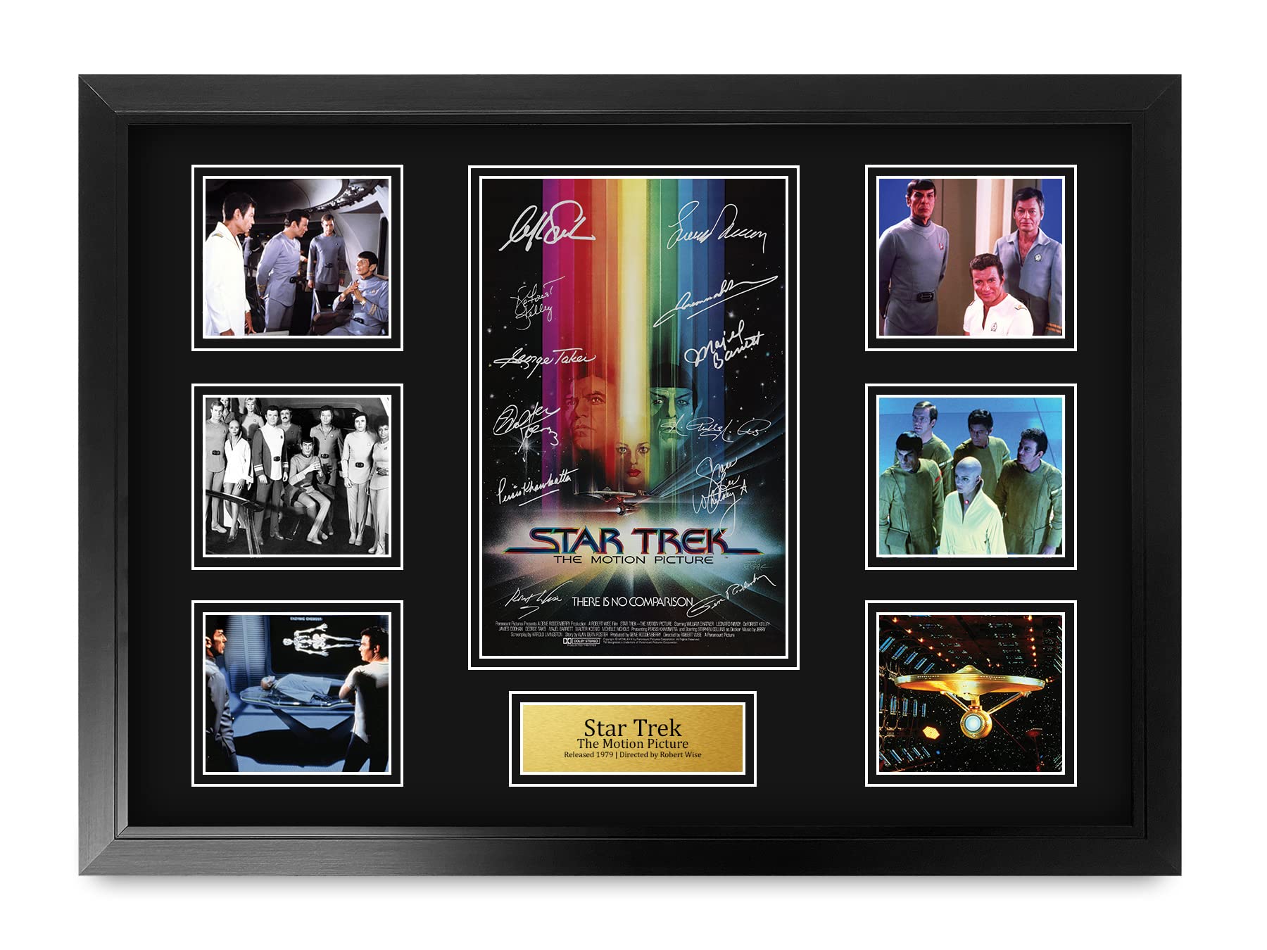 HWC Trading FR A2 Star Trek The Motion Picture Gifts Printed Signed Autograph Presentation Photo Montage Display for TV Show Fans - A2 Framed