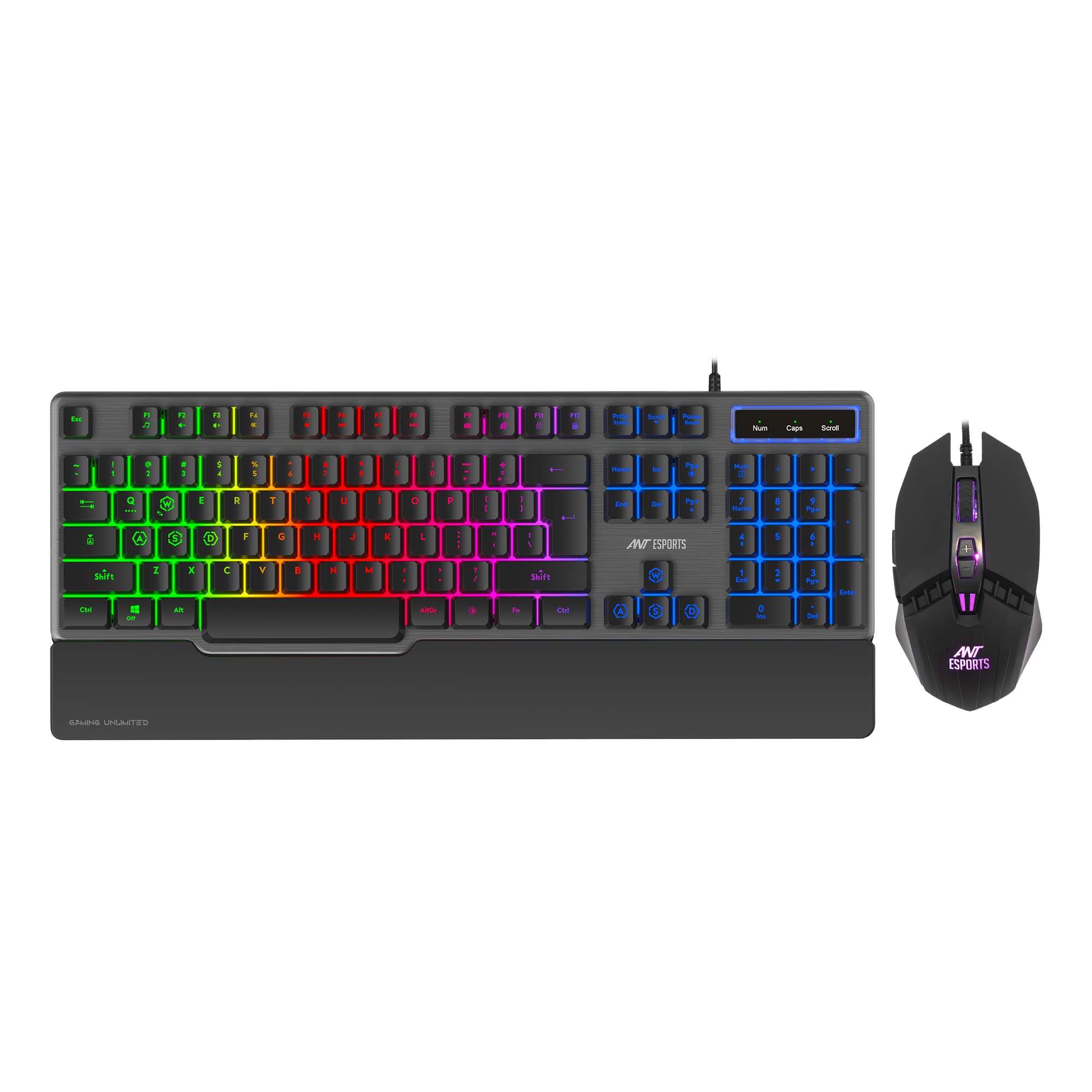 Ant Esports KM540 Gaming Backlit Keyboard and Mouse Combo, LED Wired Gaming Keyboard, Ergonomic & Wrist Rest Keyboard, Programmable Gaming Mouse for PC/Laptop/Mac Black