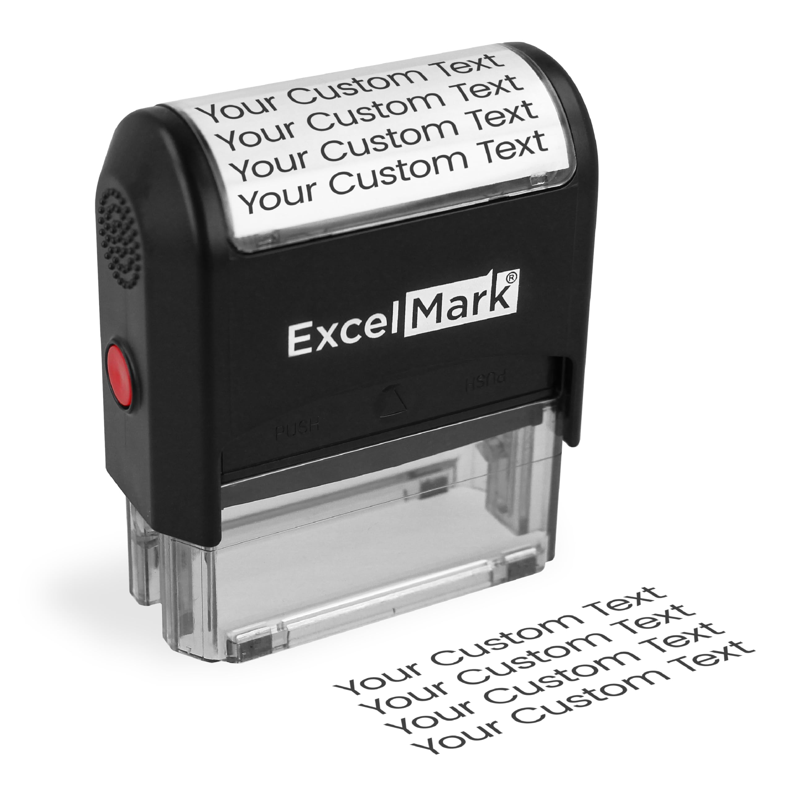 ExcelMarkLarge Return Address Stamp - Up to 5 Lines - Custom Self Inking Rubber Stamp - Customize Online with Many Font Choices - Large Size