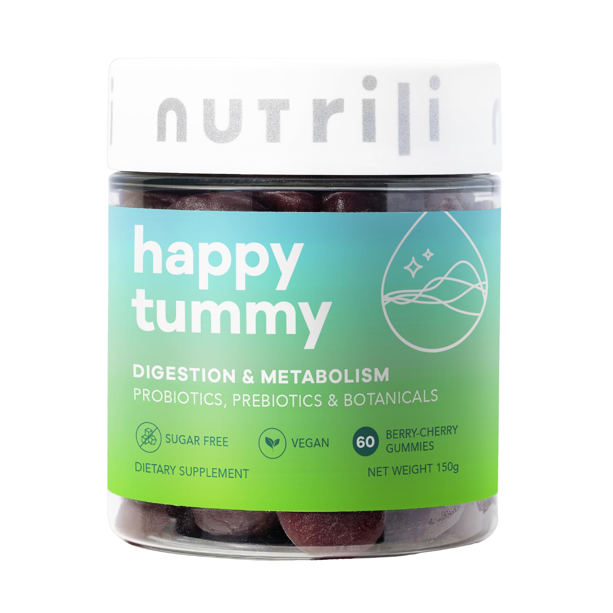 Nutrili Happy Tummy Probiotics Sugar Free Gummies (1 month) | Digestion & Metabolism | Probiotics, Prebiotics, Botanicals & Vitamins