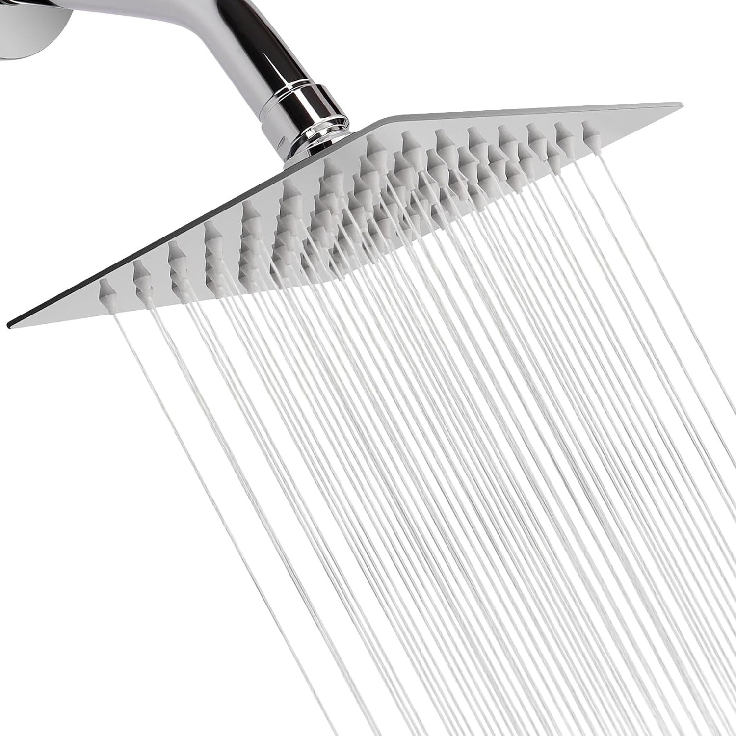 JAGGER JAG213 Rain Shower Head, High Flow Stainless Steel Square Rainfall Showerhead, Awesome Shower Experience Even At Low Water Flow (SILVER [ CHROME FINISH ], 6 X 6 INCH)