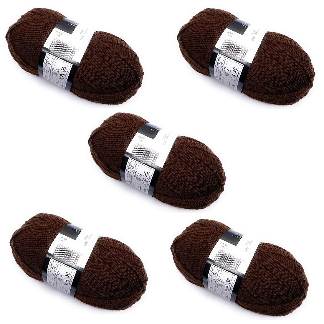 Pack of 5 x 100g Balls Brown Double Knitting Wool - Americano