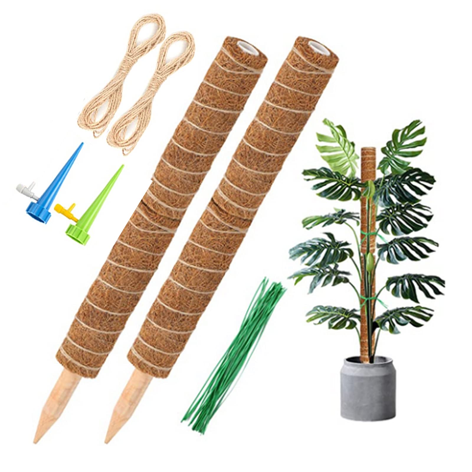 Suertree Moss Pole 4 Pack 16 Inches Coir Pole for Cheese Plant Climbing Sticks Support Indoor Extending Monstera Moss Stick Creepers