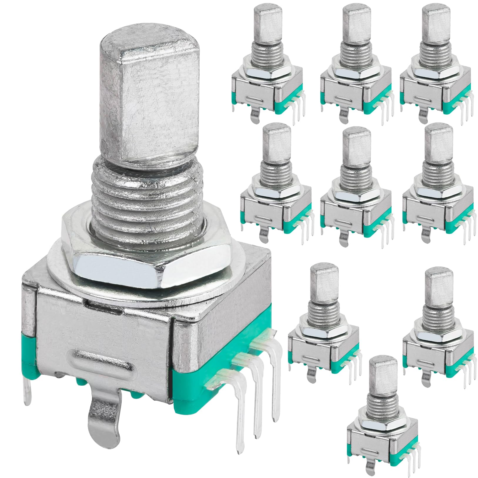 10 Pcs EC11 Rotary Encoder Dode Switch Audio Digital Potentiometer with Switch - 15MM