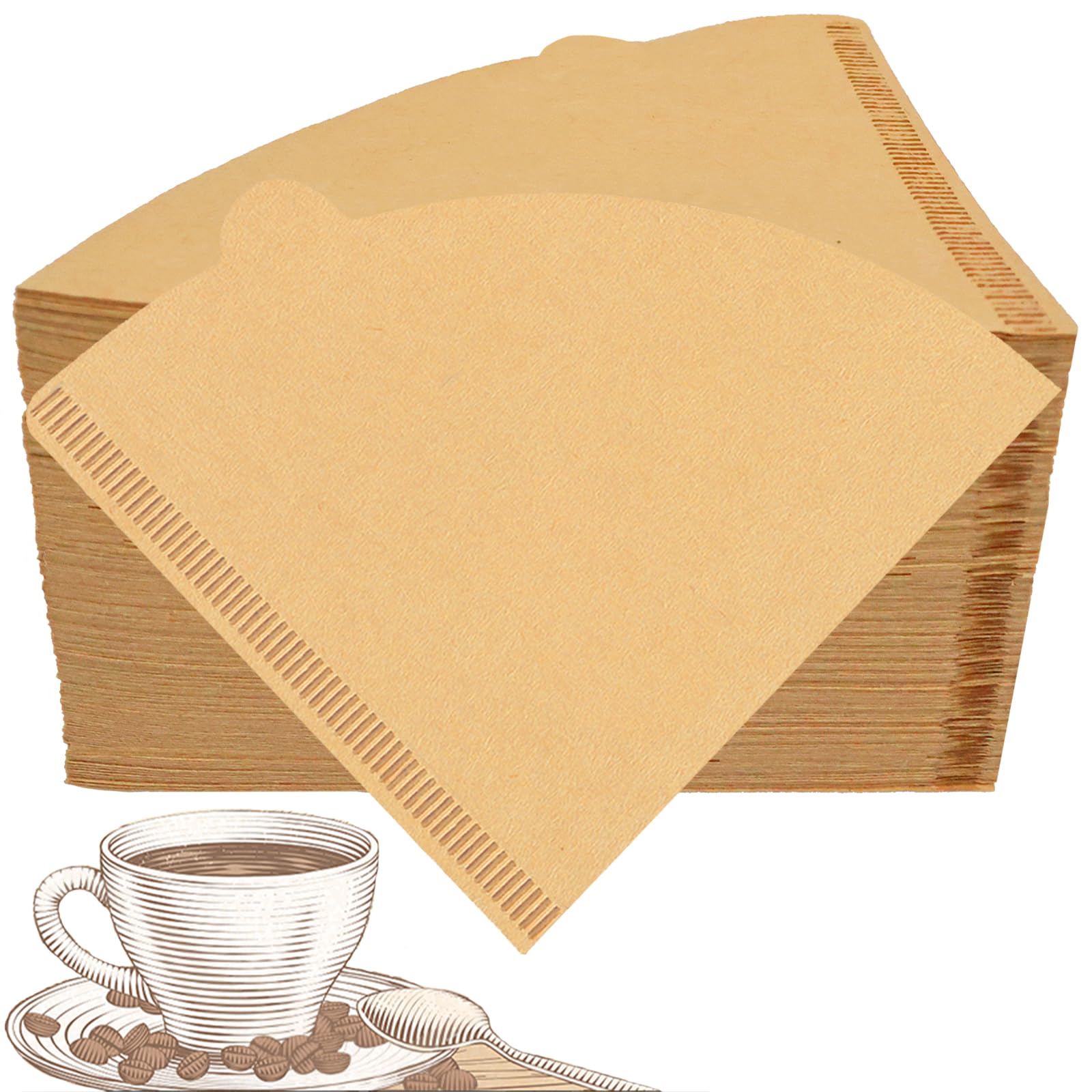 200 Count Coffee Filters, V60 Filter Size #2 Cone Coffee Filter, Disposable Natural Unbleached Paper Pour Over Coffee Filter (2-4 Cups)