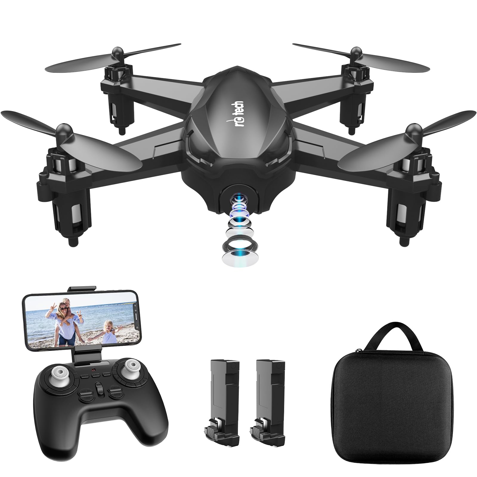 Drone with Camera 1080P HD Video Drone with Carrying Case Altitude Hold Headless Mode 3D Flips RC Quadcopter for Beginners with 2 Batteries 20 Mins Flight Time Drones for Beginner Great Gift