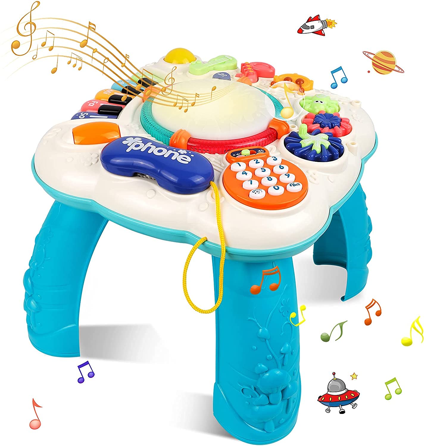 ACHAS Baby Musical Toys Learning Table for Boys & Girls, Early Education Activity Center Table for Toddles with Lights and Melodies, Toys Gifts for 3 4 5 6 7 Years Old Kids[Update English Version]