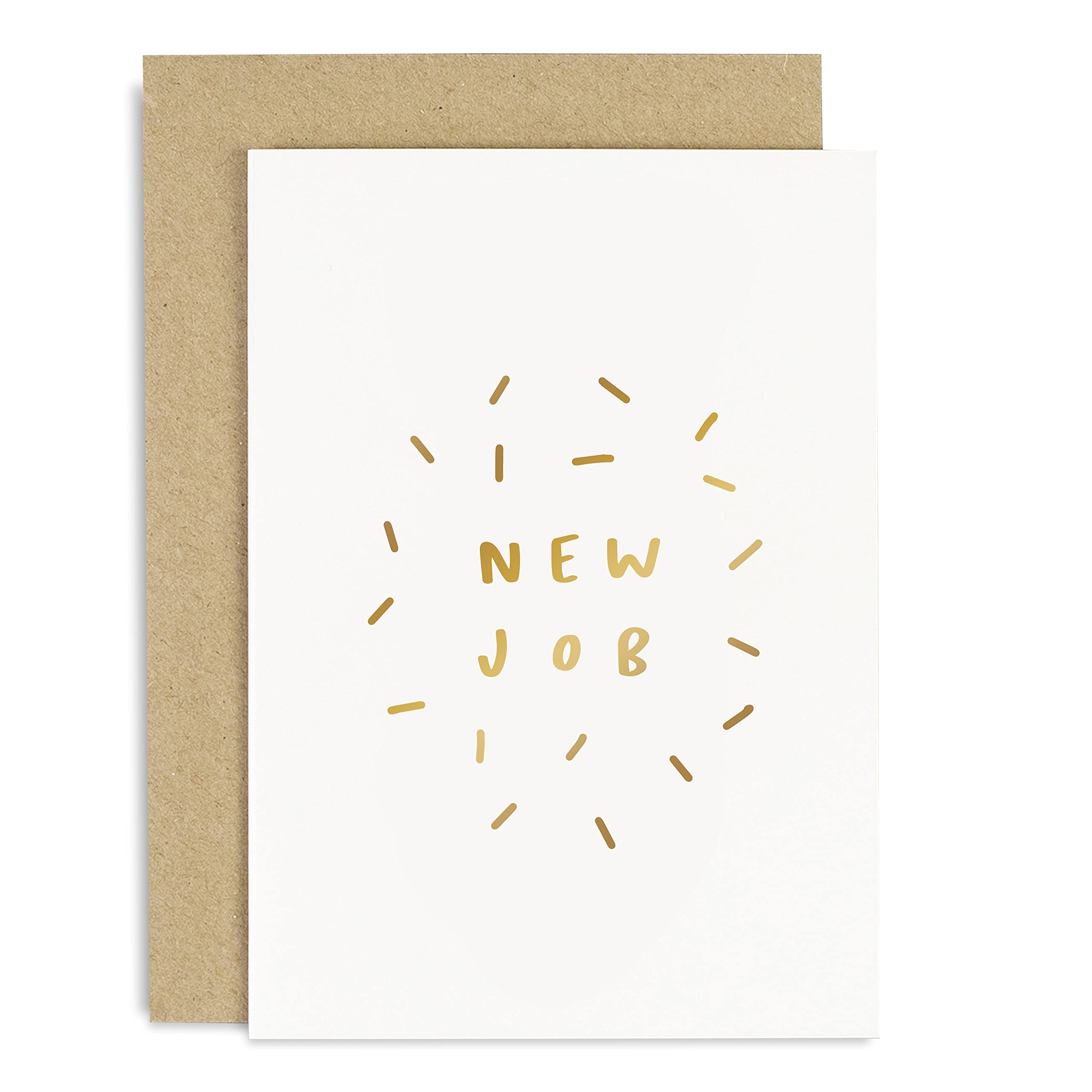 Old English Co. New Job Confetti Card - Gold Foil Design | Congratulations Card, New Job Card, Promotion | Blank inside with envelope