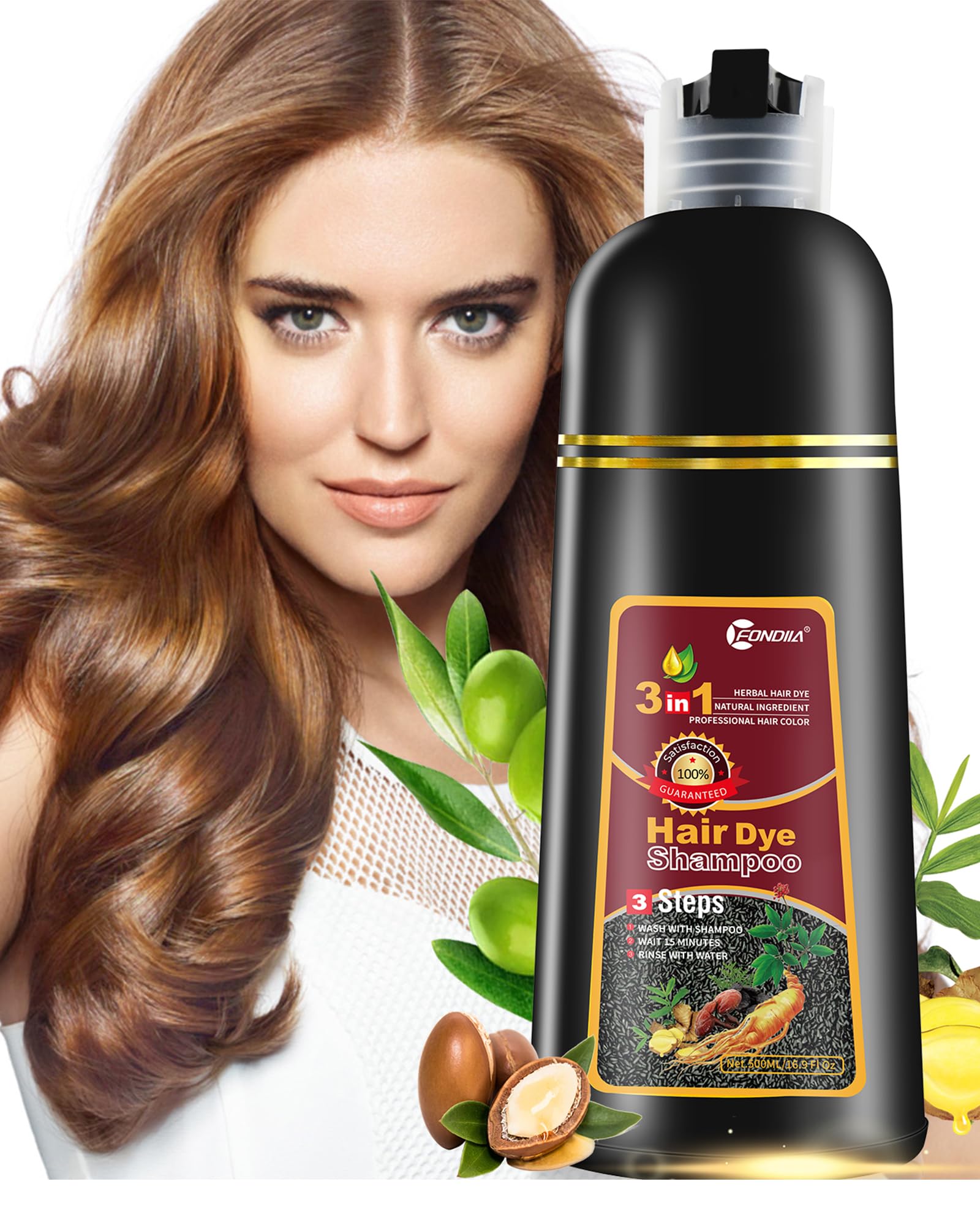 leorxHair Dye shampoo, 3 In 1 Brown Color Shampoo Hair Dye For Refresh Hair Instant Herbal Coloring Shampoo For Women&Men - Tintes Para El Cabello Profesional