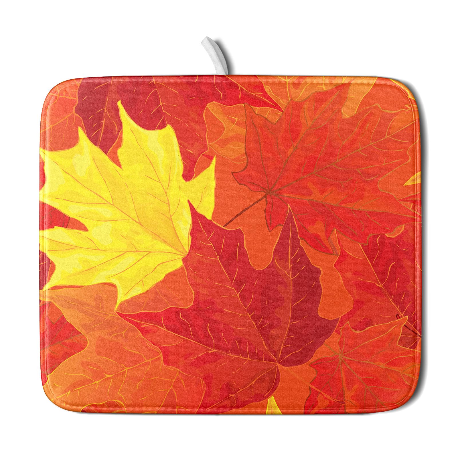 Yellow Maple Dish Rack Mat Autumn Leaves Reversible Dishes Drying Mat Fantasy Style Faucet Draining Mat Absorbent Large Drying Pad for Kitchen Decor 16x18 Inches