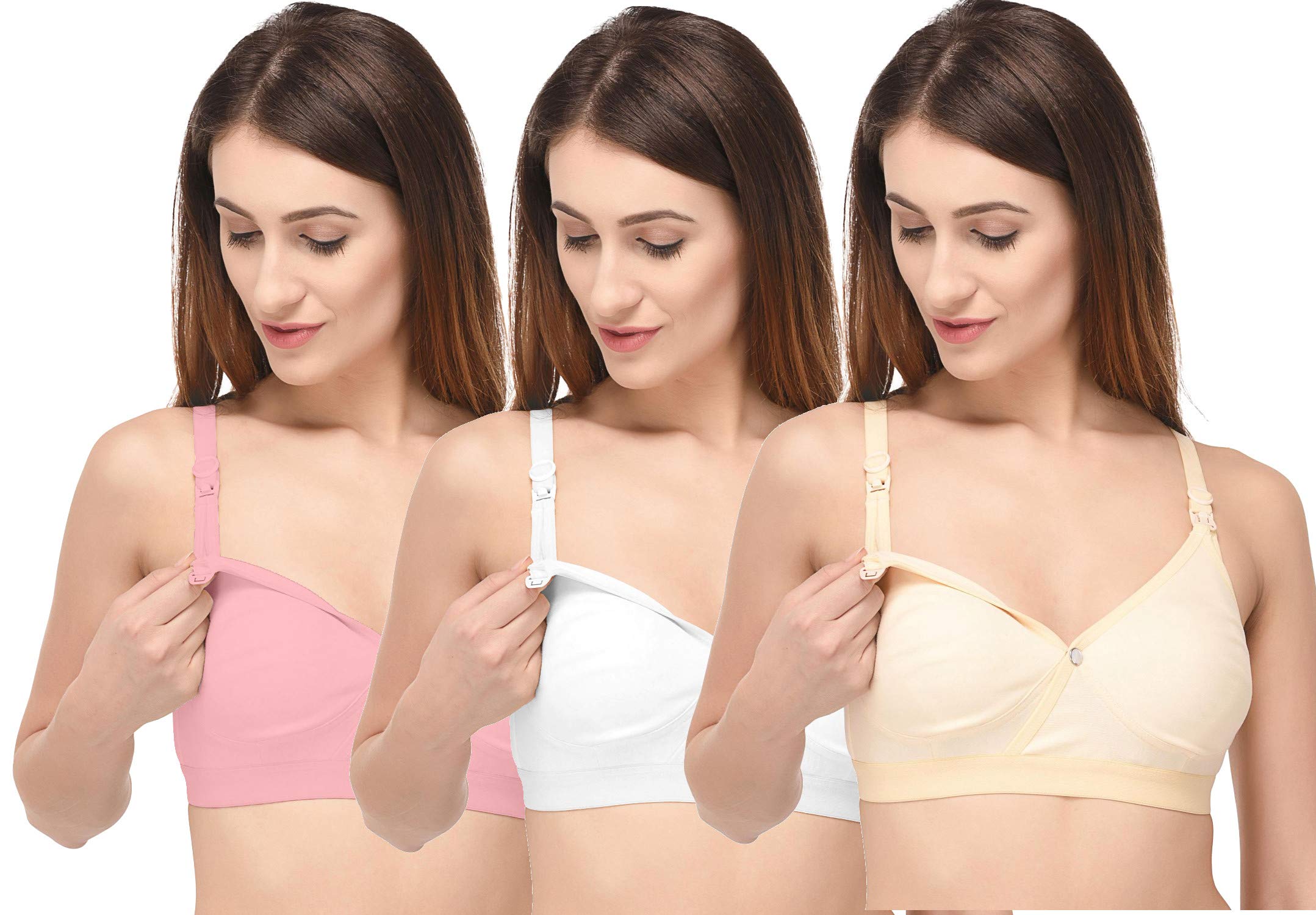 FabmeWomen's Seamless Nursing Bra - Pack of 3