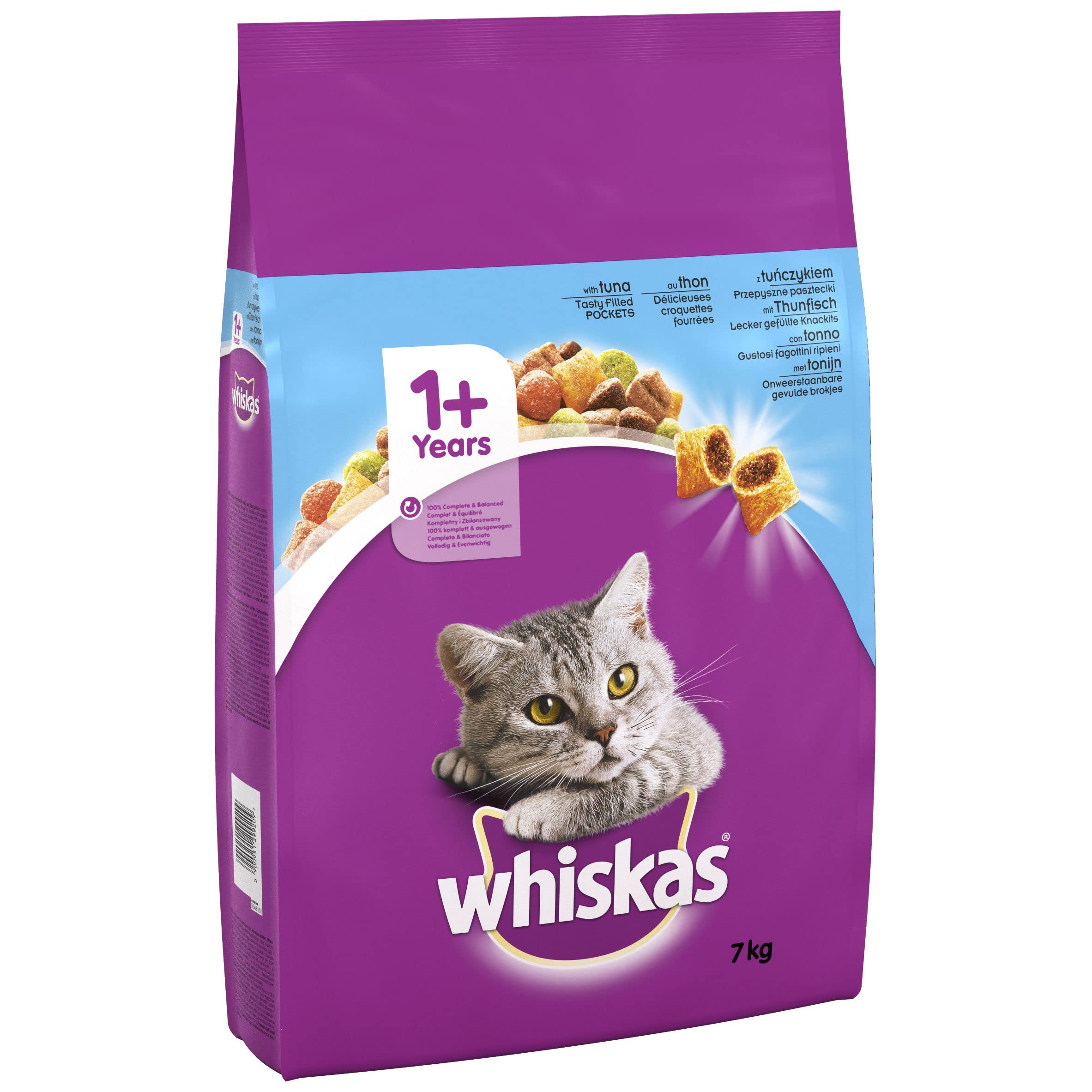 Whiskas1+ Tuna 7kg Bag, Adult Cat Dry Food - Pack may vary