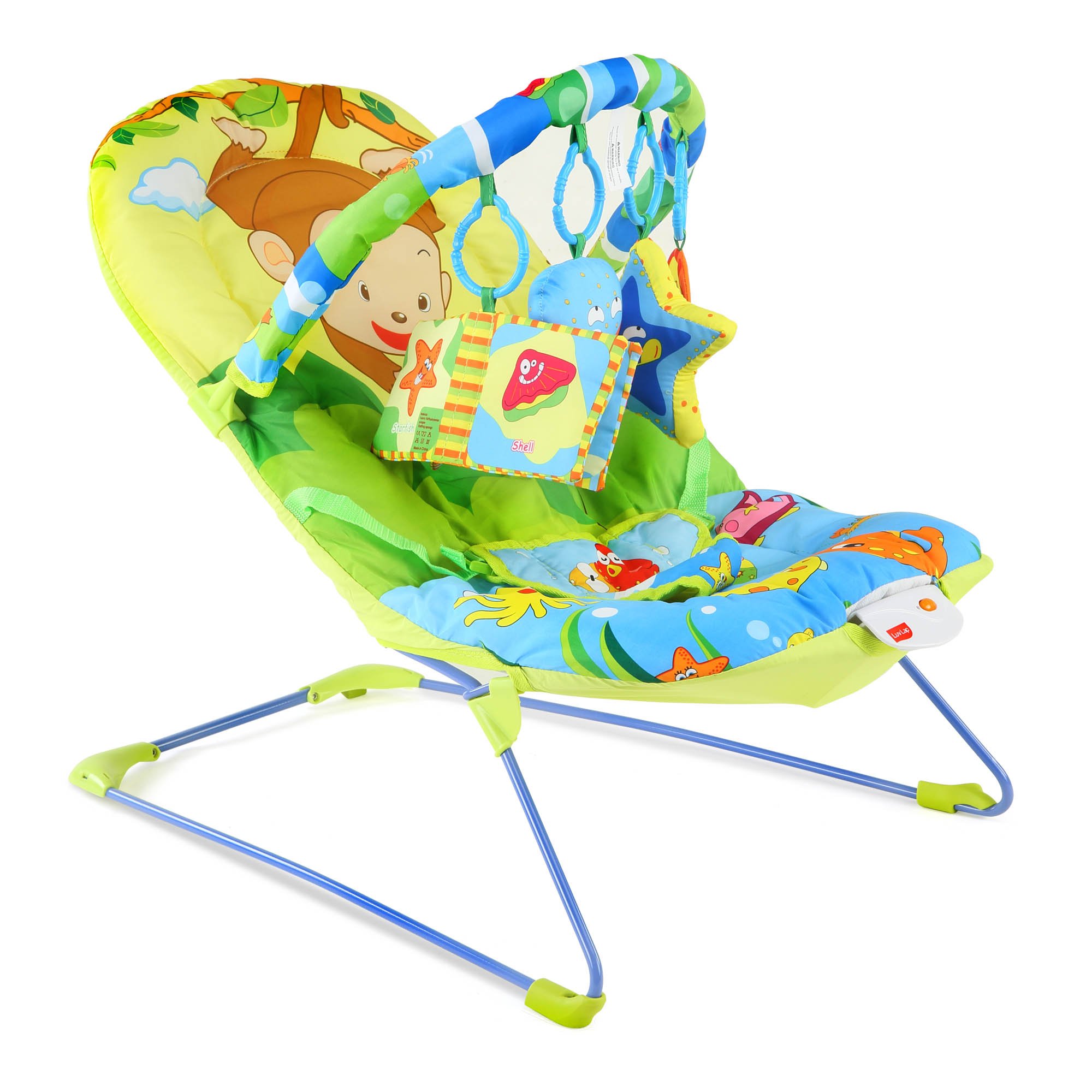 LuvLap Go Fishing Baby Bouncer with Soothing Vibration and Music (Multi Color)