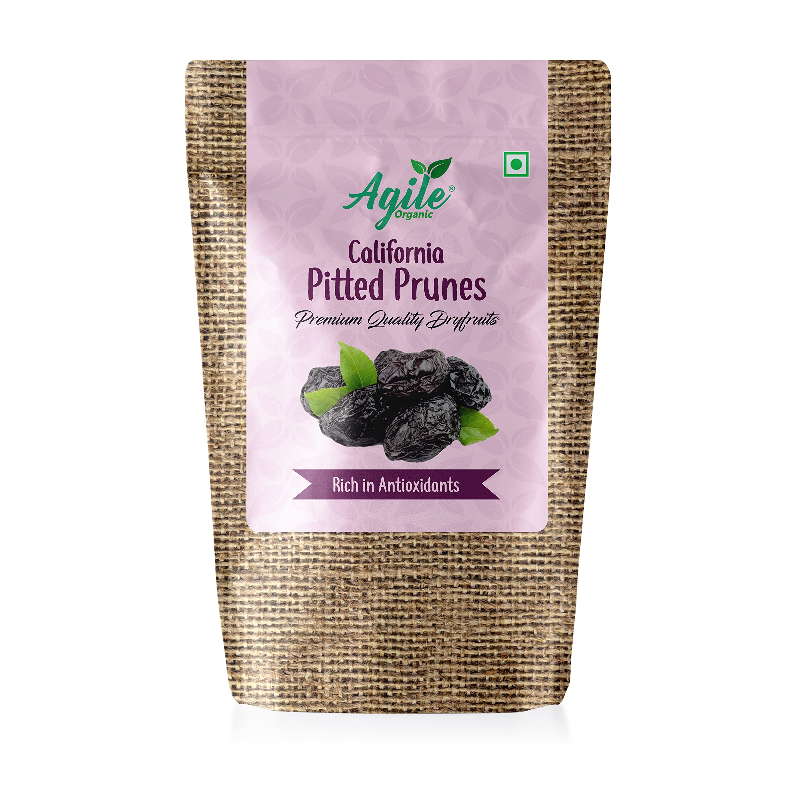 Agile Organic Pitted Prunes Without sugar Dry fruit - 50 gm- 100% natural & Unsweetened Dried Prune, No added preservatives | Prunes 50g Trial Pack