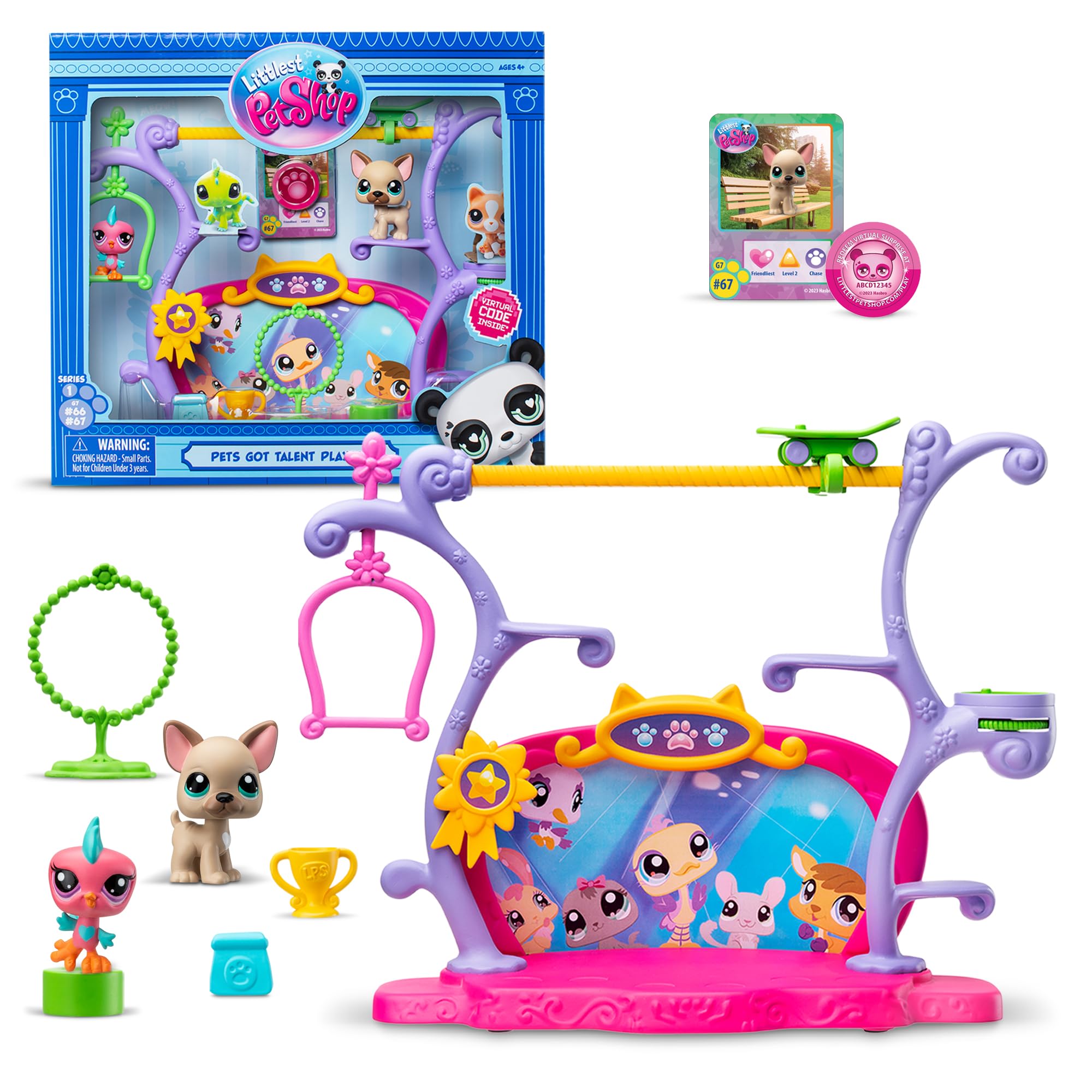 Littlest Pet Shop, Pets Got Talent Play Set - Gen 7, Pets #67 & #66, Authentic LPS Bobble Head Figure, Collectible Imagination Toy Animal, Kidults, Girls, Boys, Kids, Tweens Ages 4+