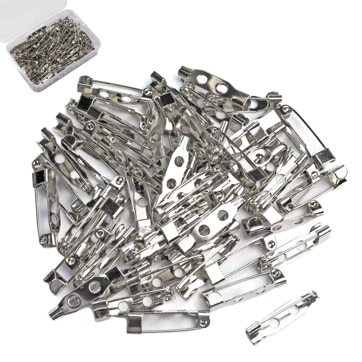 Bar Pins Brooch Clasp Pin Backs Safety Pin 100 Pieces Silver for Name Tags, Badges 0.75 Inch (20mm)