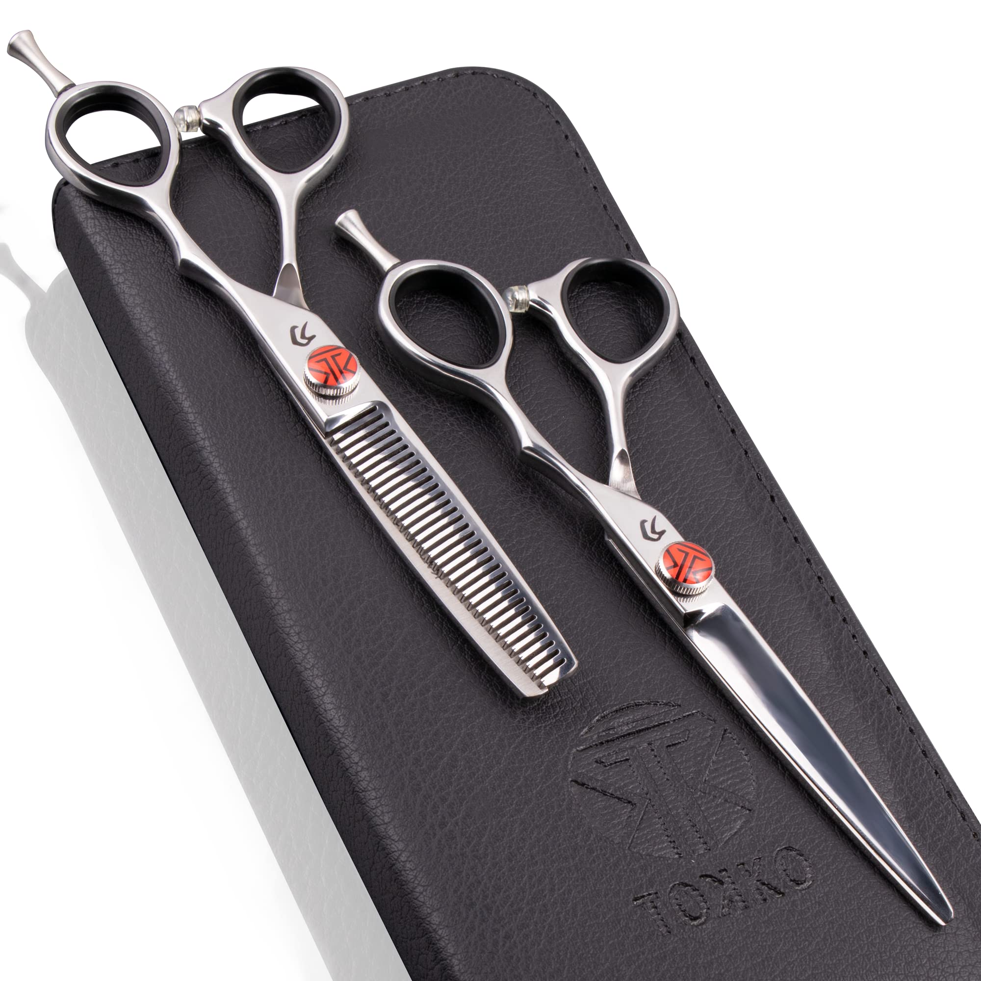 Katana Classic Professional 6.5" Shear Set by Tokko Shears, Premium 440C Japanese Steel Regular and Thinning Scissors for Barbers and Salon Professionals