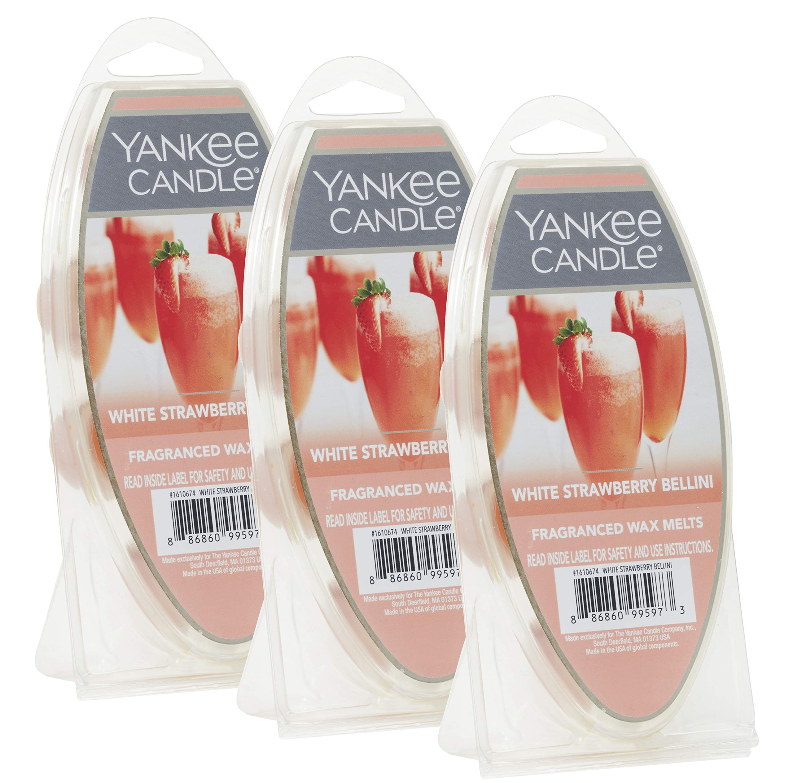 Yankee CandleWhite Strawberry Bellini Wax Melts, 3 Packs of 6 (18 Total)