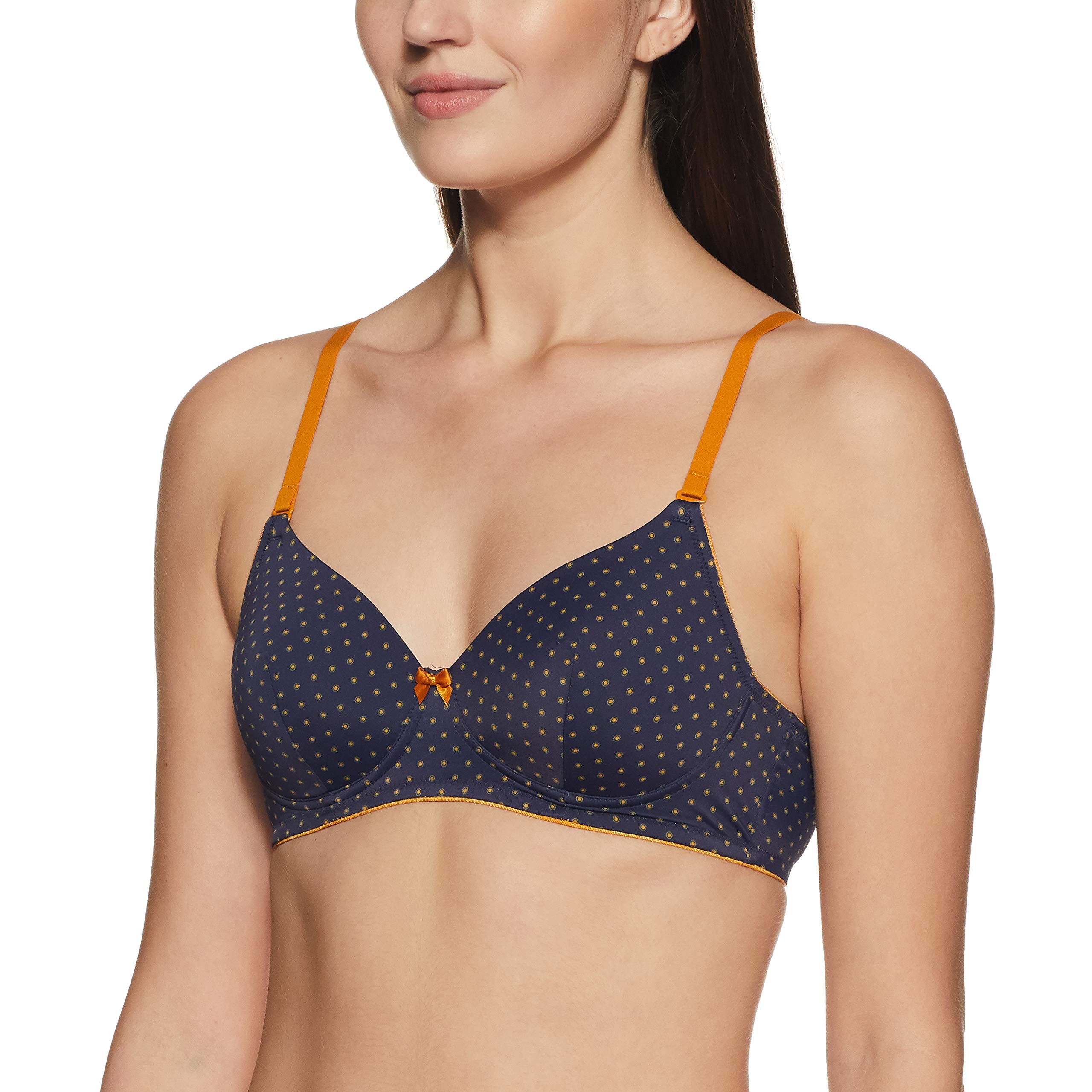 AmantePadded Wirefree Full Coverage Polka Dot T-Shirt Bra Midnght_Inca Blue Pr 36B