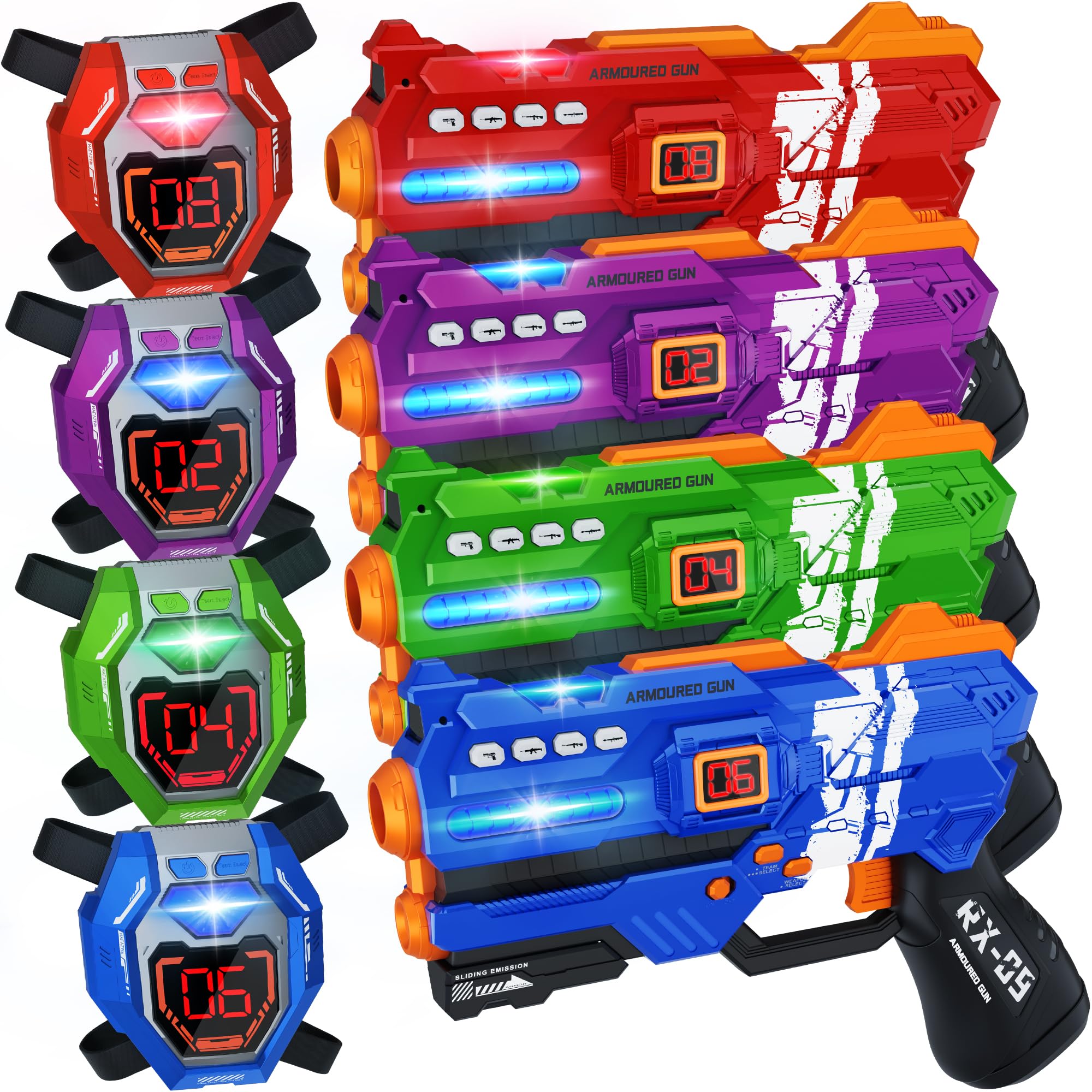 Laser Tag Guns Set of 4 Laser Tag Guns with Digital LED Score Display Vests,Gifts for Teens and Adults Boys & Girls,Adults and Family Fun,Gift for Kids Ages 6 7 8 9 10 11 12+Year Old Boy