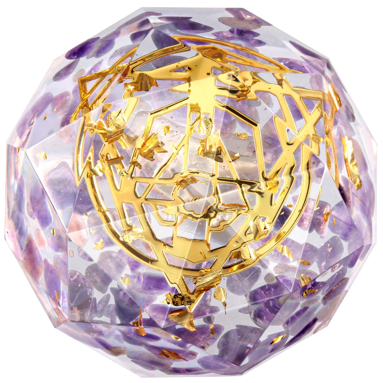 SUNYIK Healing Orgone Star of David Decoration, Hexagram Symbol Energy Generator Orgonite Dodecahedron Decor for Outdoor Indoor Office, Amethyst