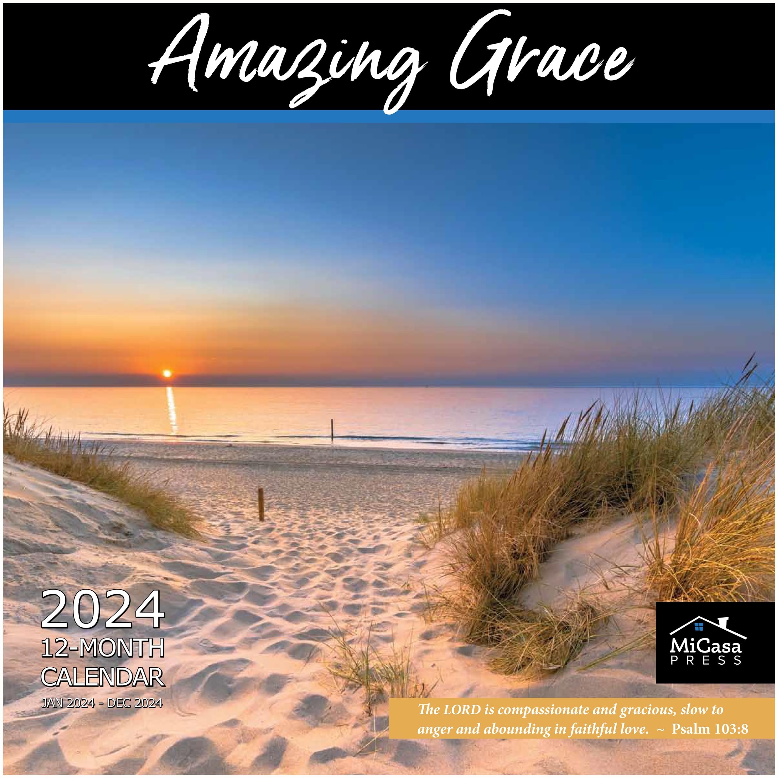 MICASA Bible Verses Amazing Grace 2024 Hangable Monthly Wall Calendar | 12" x 24" Open | Thick & Sturdy Paper | Giftable | Scripture | God's Gift to Us