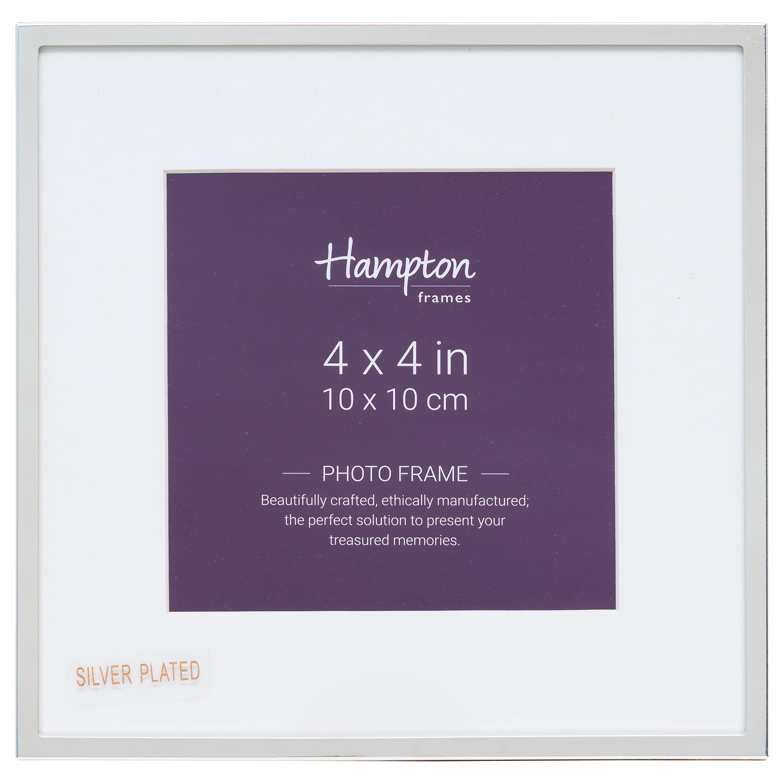 Hampton FramesMAYFAIR 4x4 (10x10cm) Silver Square Photo Picture Frame Glass BSN44SIL