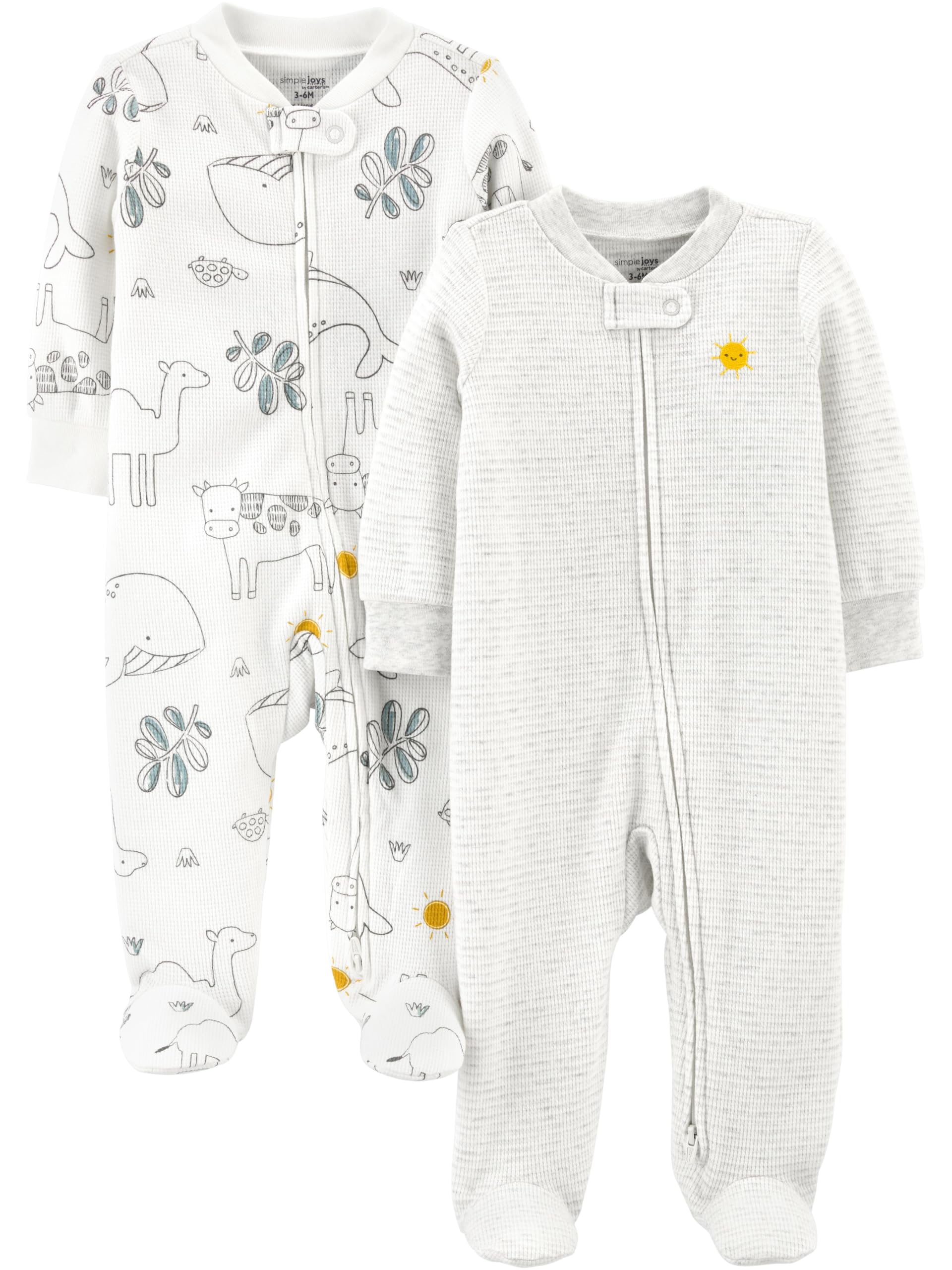 Simple Joys by Carter'sBaby 2-Way Zip Thermal Footed Sleep and Play, Pack of 2