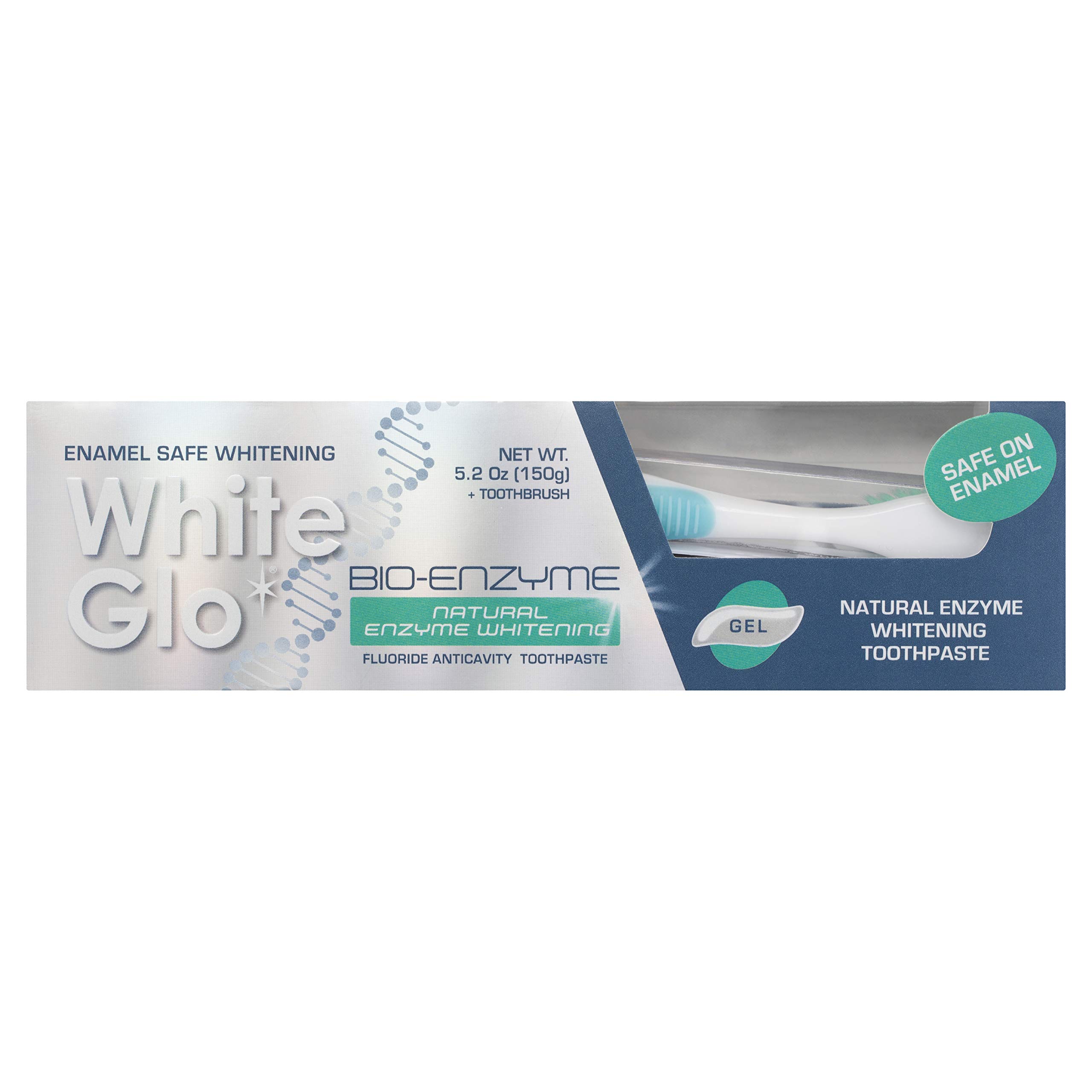 White GloBioenzyme 24 Hour Whitening Toothpaste, Dual Whitening Action, Premium Fluoride-Enriched, Natural Enzyme Technology for Enamel Stain Removal, Extracted from Nature - 5.3 Ounces