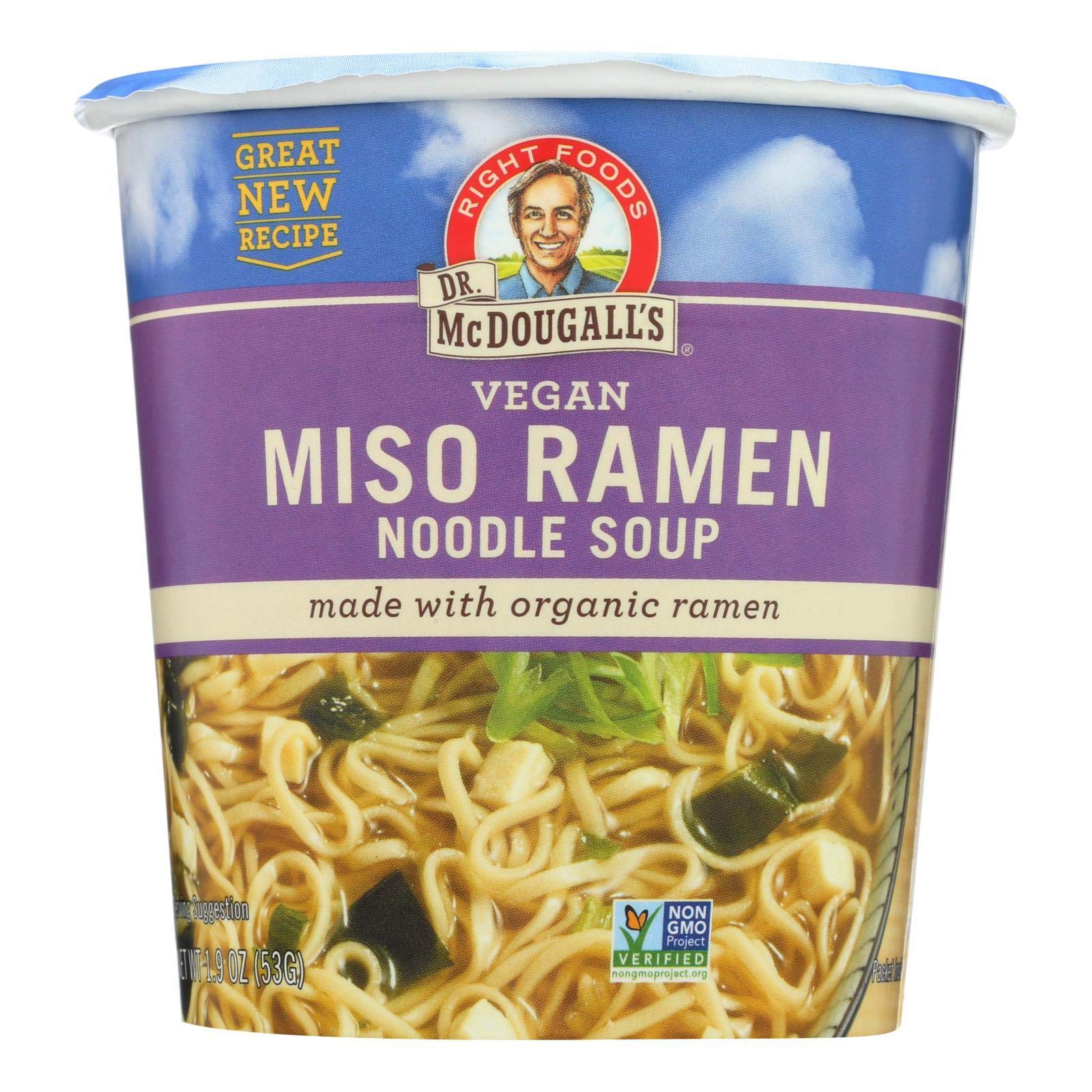 Dr. Mcdougall's Vegan Miso Ramen Soup Big Cup With Noodles - Case Of 6-1.9 Oz.