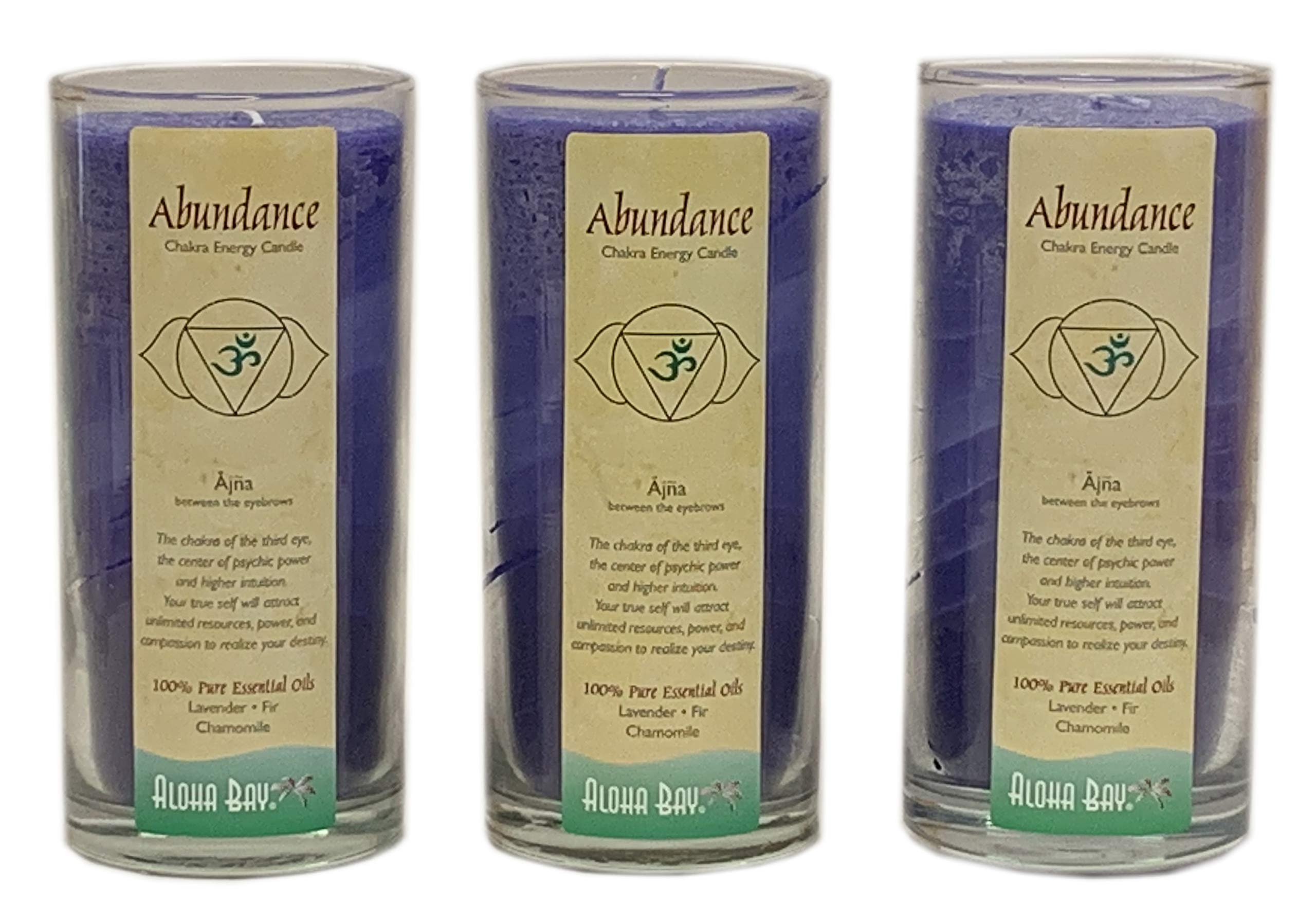 Aloha Bay - 3 Pack of Chakra Energy Jars (11 oz, Abundance - Ajna)