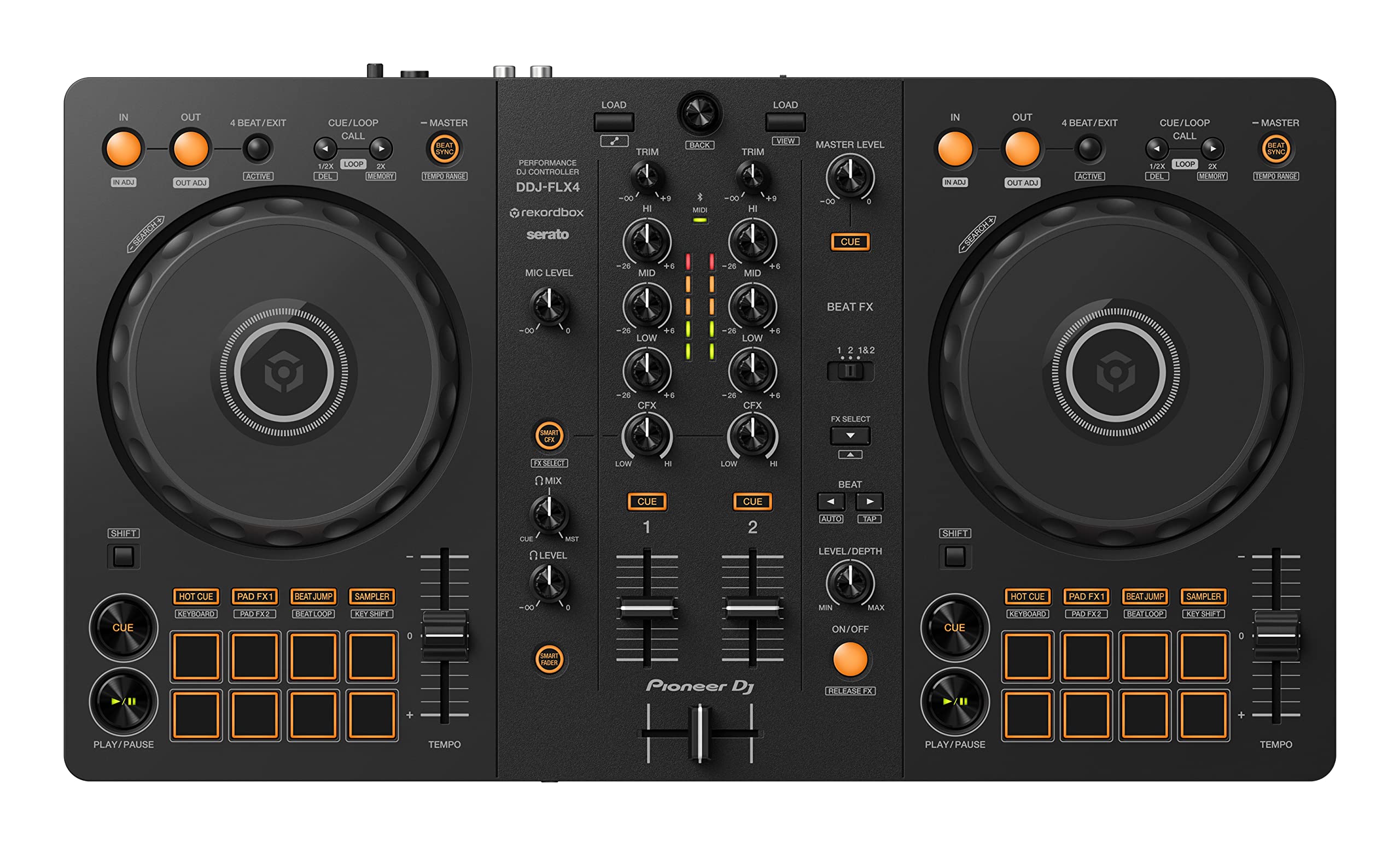 Pioneer DJDDJ-FLX4 2-deck Rekordbox and Serato DJ Controller - Graphite