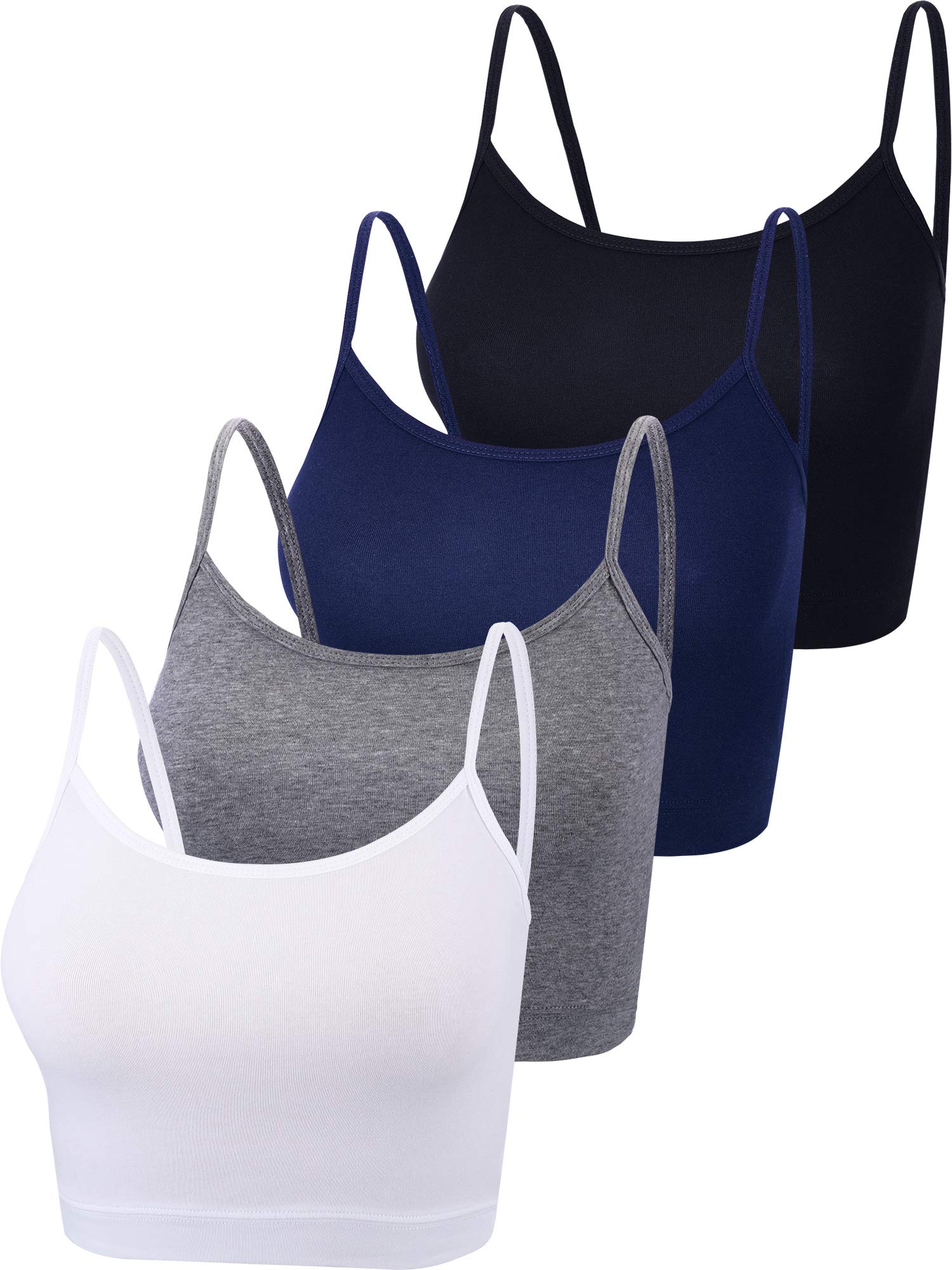 4 Stck Basic Crop Tank Tops rmelloses Racerback Crop Sport Baumwoll Top fr Damen