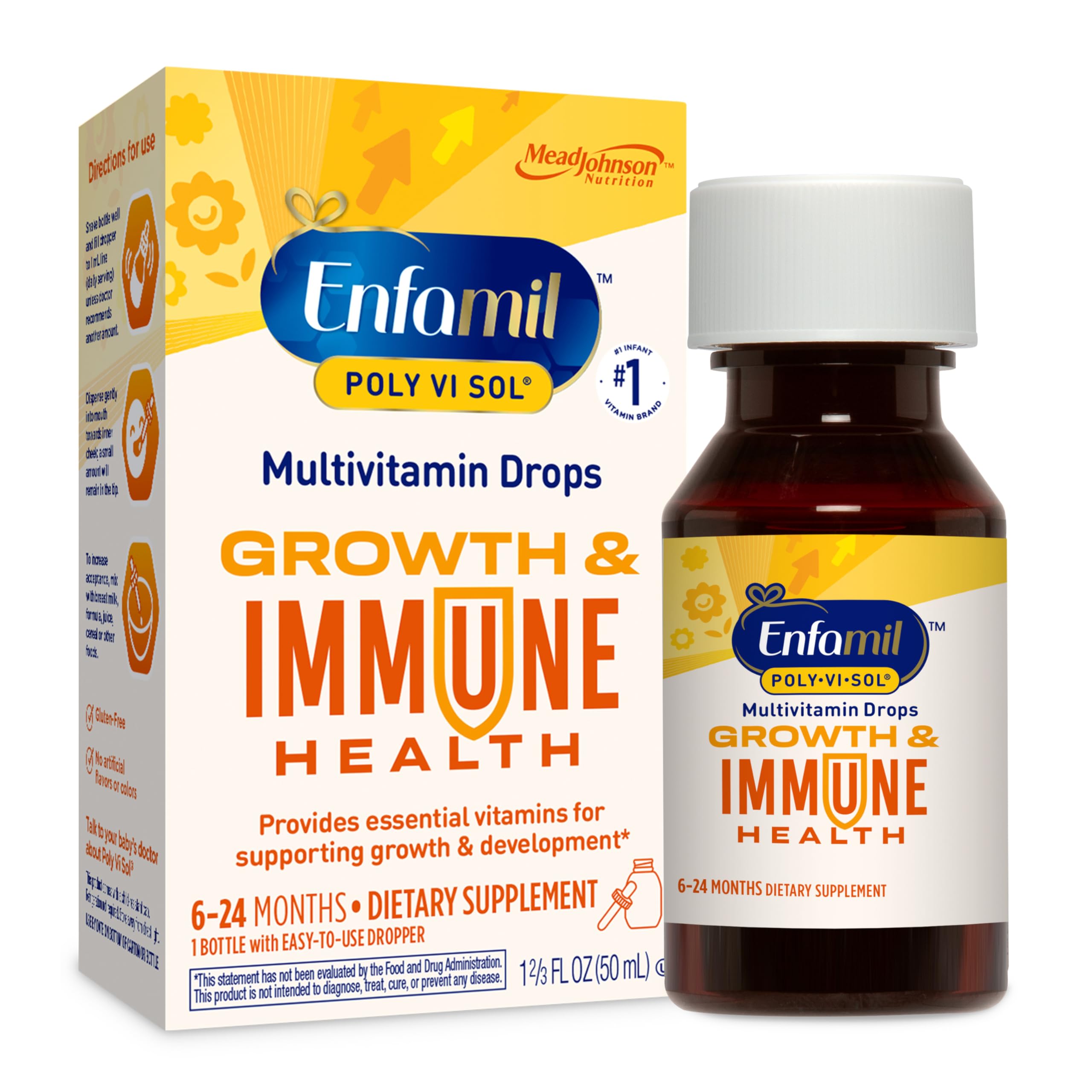 Enfamil Poly-Vi-Sol Liquid Multivitamin Drops, Supports Growth & Immune Health*, 50mL Bottle​