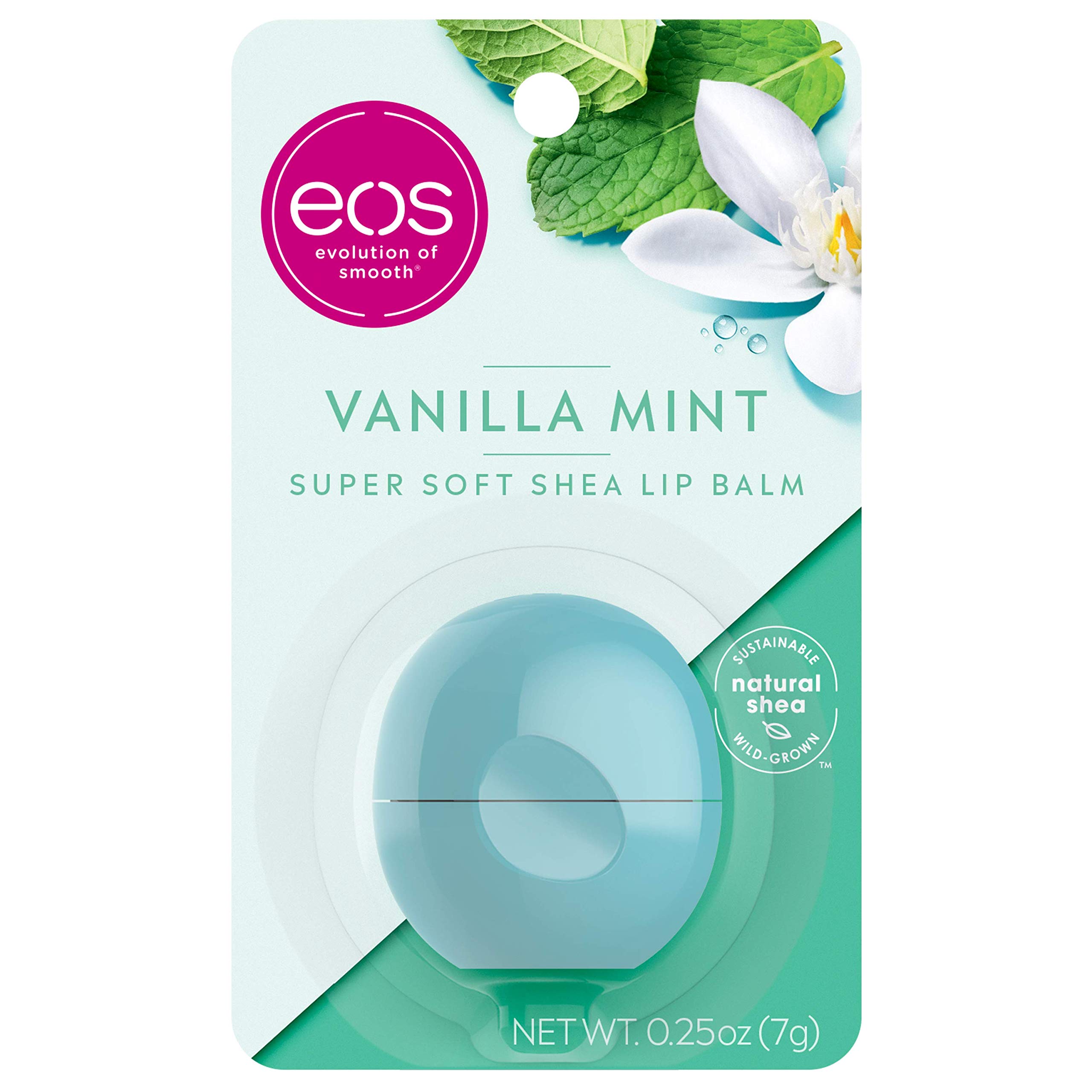 eos 100% Natural Lip Balm- Vanilla Mint, All-Day Moisture, Made for Sensitive Skin, Lip Care Products, 0.25 oz