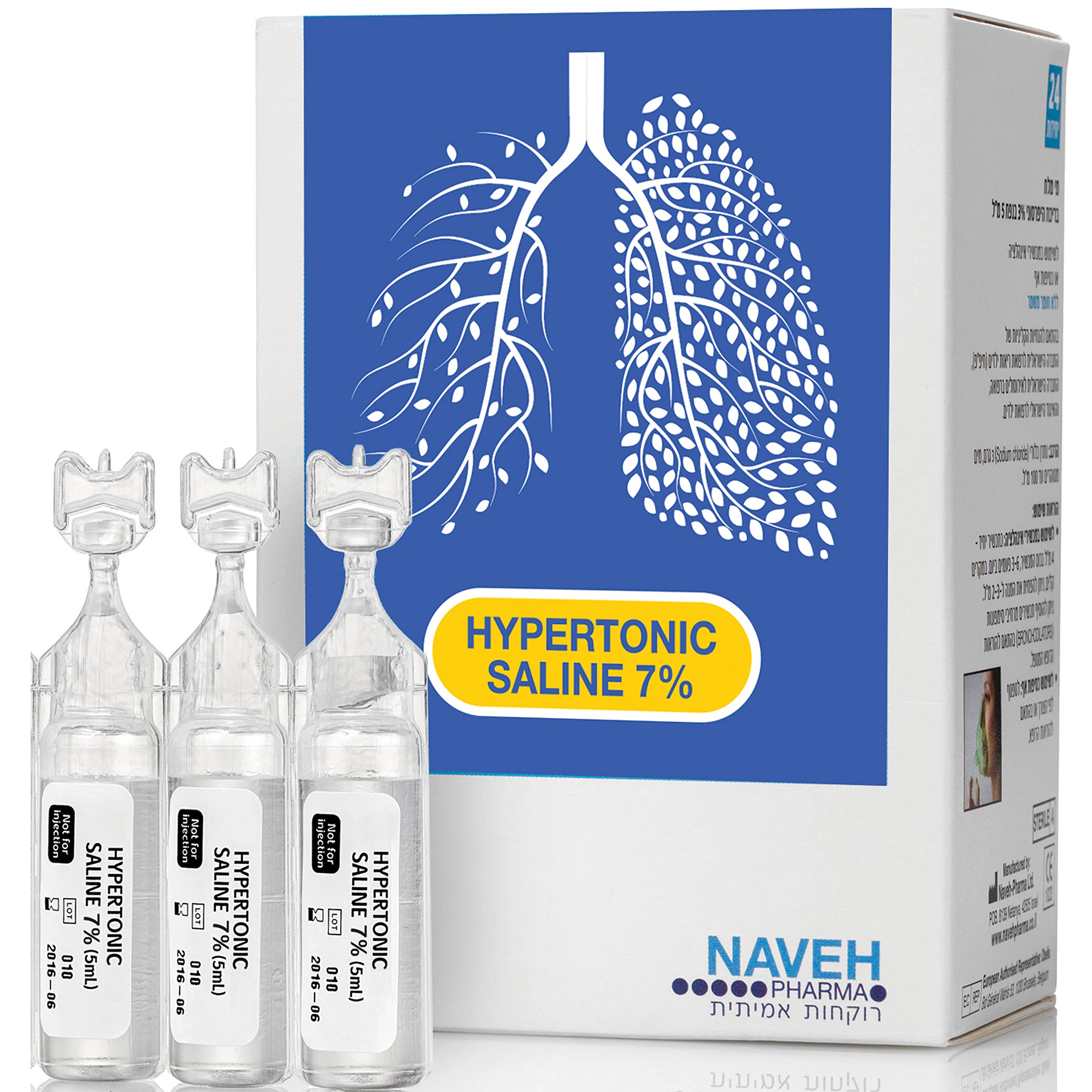 RSV Hypertonic Saline Solution 7% - Nebulizer diluent for inhalators and nasal hygiene devices Helps Clear Congestion from Airways and Lungs – Reduce Mucus (25 Sterile Saline Bullets of 5ml)