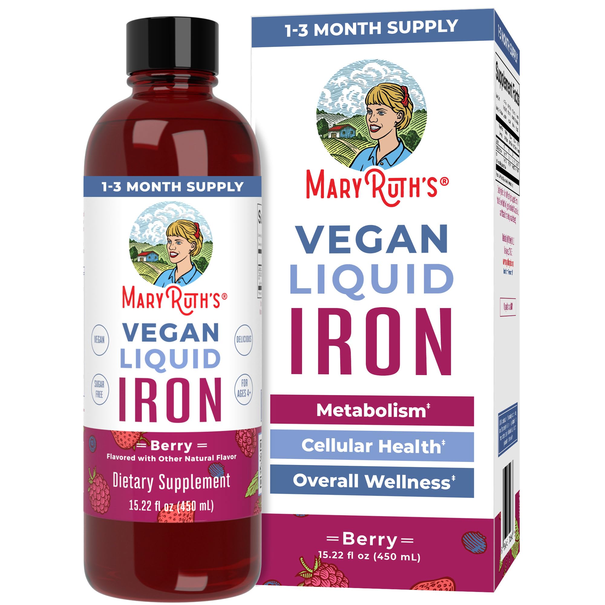 MaryRuth Organics Iron Supplement for Women Men & Kids, Liquid Iron Supplement for Women Men & Kids, Iron for Healthy Blood & Oxygen, Ages 4 & Up, Sugar Free, Vegan, Non-GMO, Gluten Free, 15.22 Fl Oz