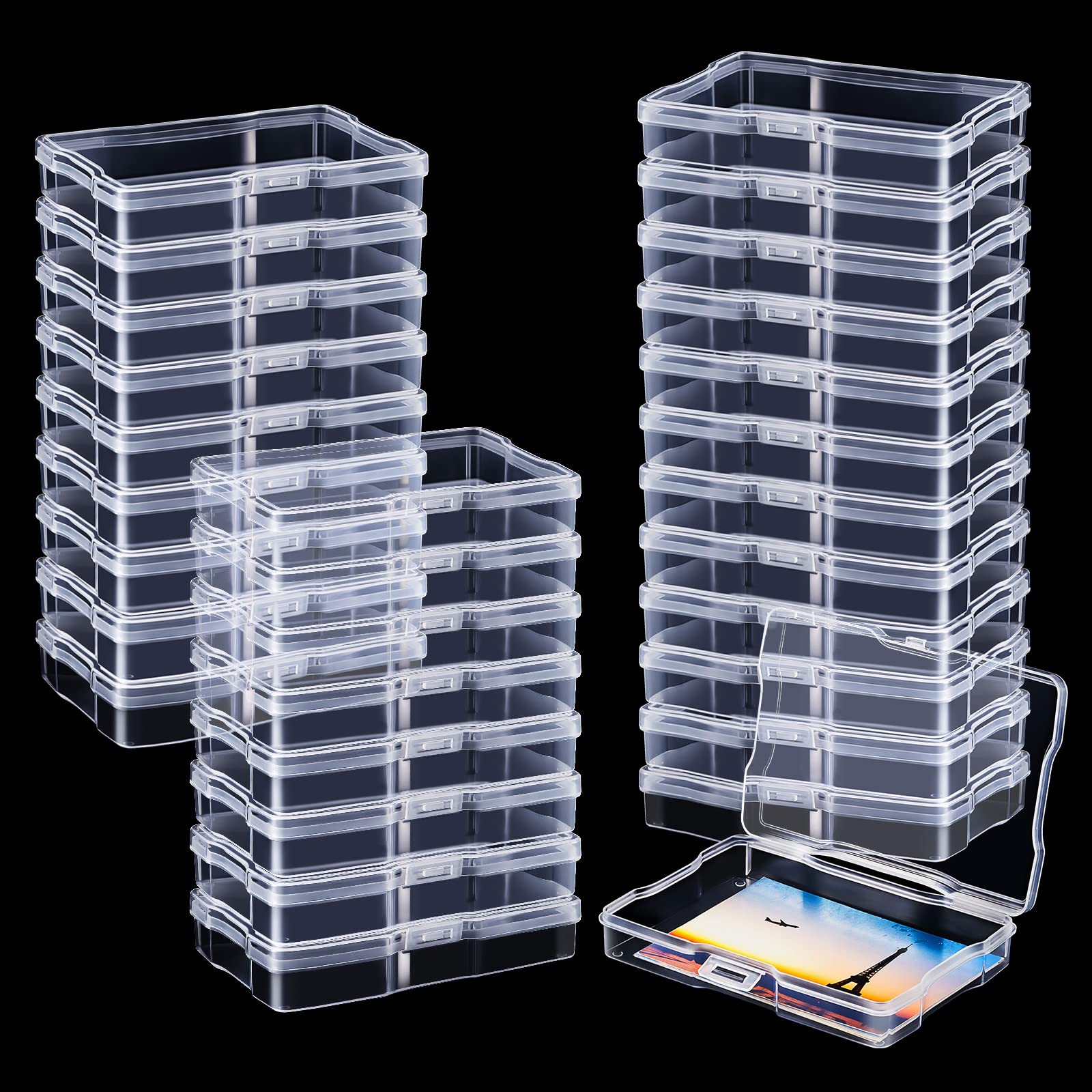 Geelin30 Pcs Clear Photo Storage Boxes for 4" x 6" Pictures Transparent Photo Case Plastic Photo Organizers and Storage Photo Storage Containers Photo Keeper for Photo Picture Card, 6.7 x 4.7 x 1.2''