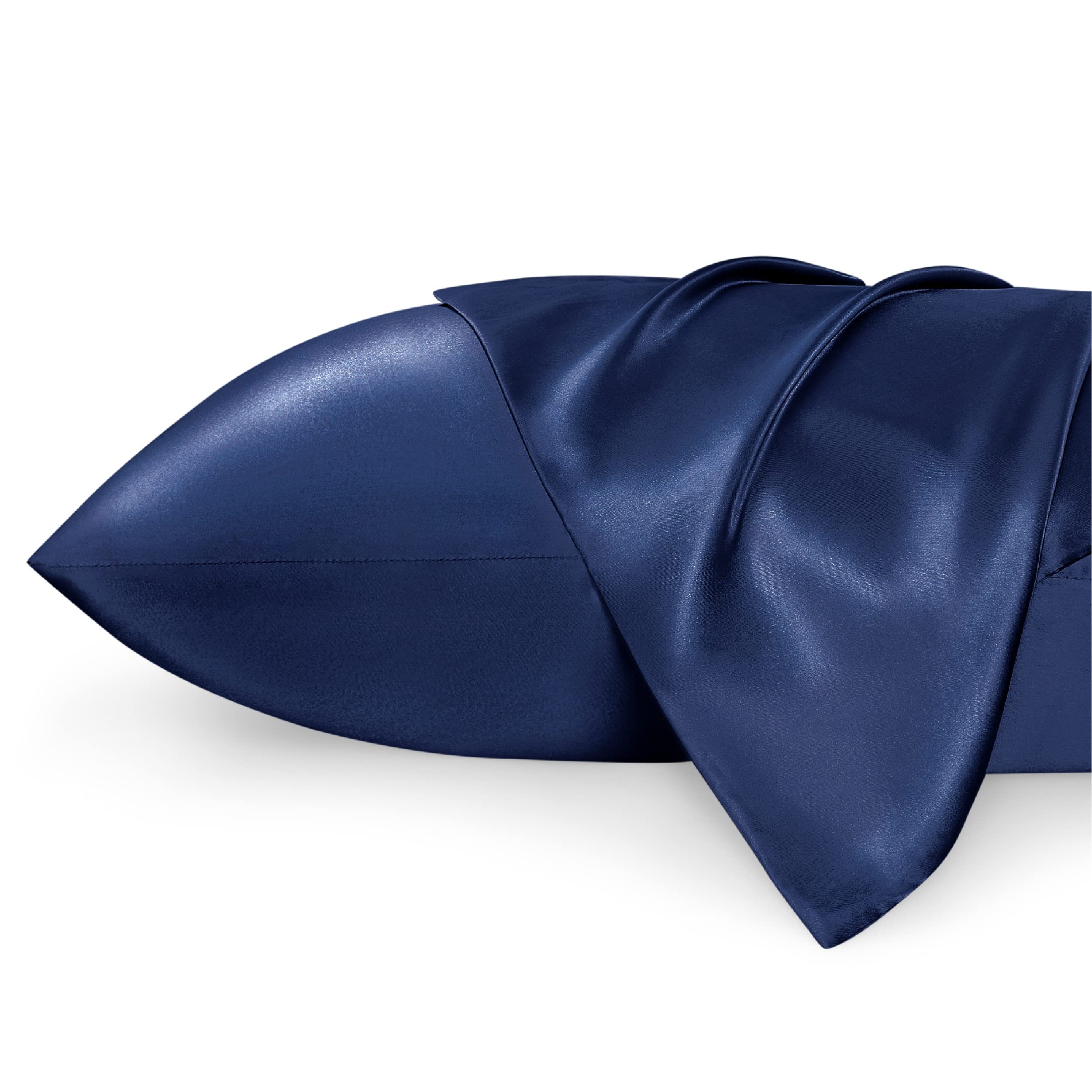 Bedsure Satin Pillowcase Set of 2 - Navy Silky Pillow Covers, 20x26 Inches, Envelope Closure - Similar to Silk, Gifts for Women and Men