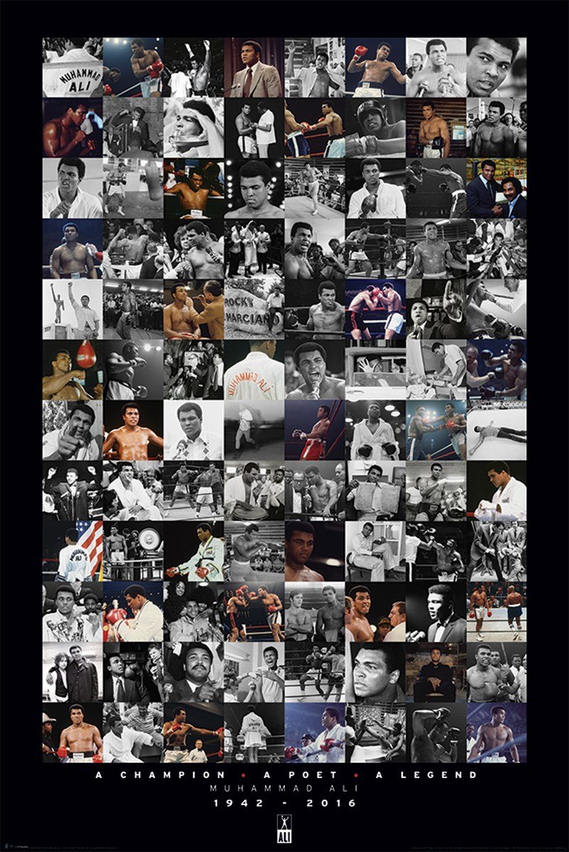 MUHAMMAD ALIMUHAMMAD ALI Commemorative, Montage Maxi Poster, Wood, Multi-Colour, 91.5 x 61 x 0.02 cm